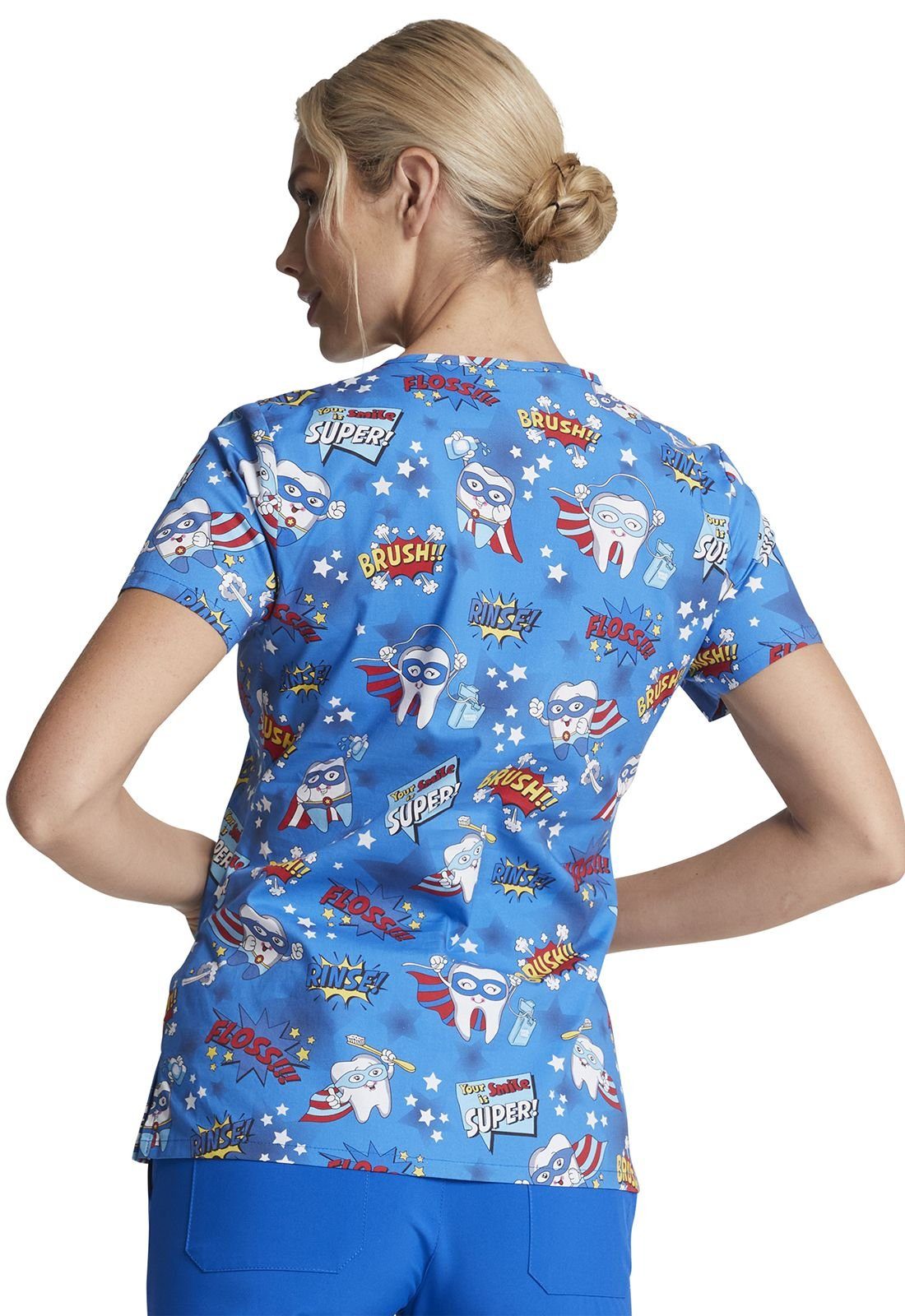 Dickies Funktionsbluse Bunt bedruckter Damen Kasack "lustige Zähne" Kasack mit Motiv