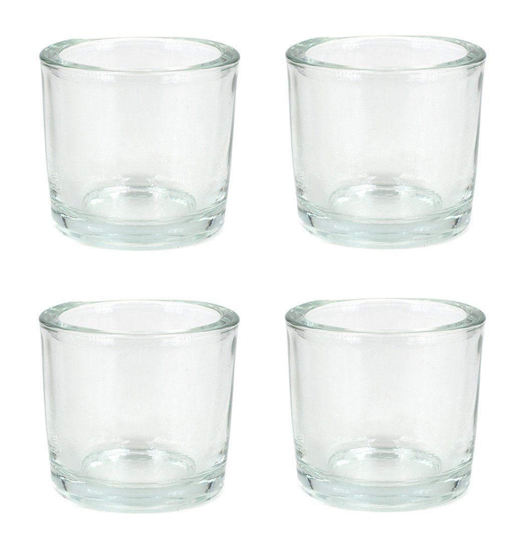 Creativery 4er Teelichthalter transparent Glas klar 6,5x6cm Teelichthalter, Set