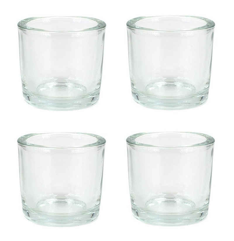 Creativery Teelichthalter, Teelichthalter Glas 6,5x6cm klar transparent 4er Set