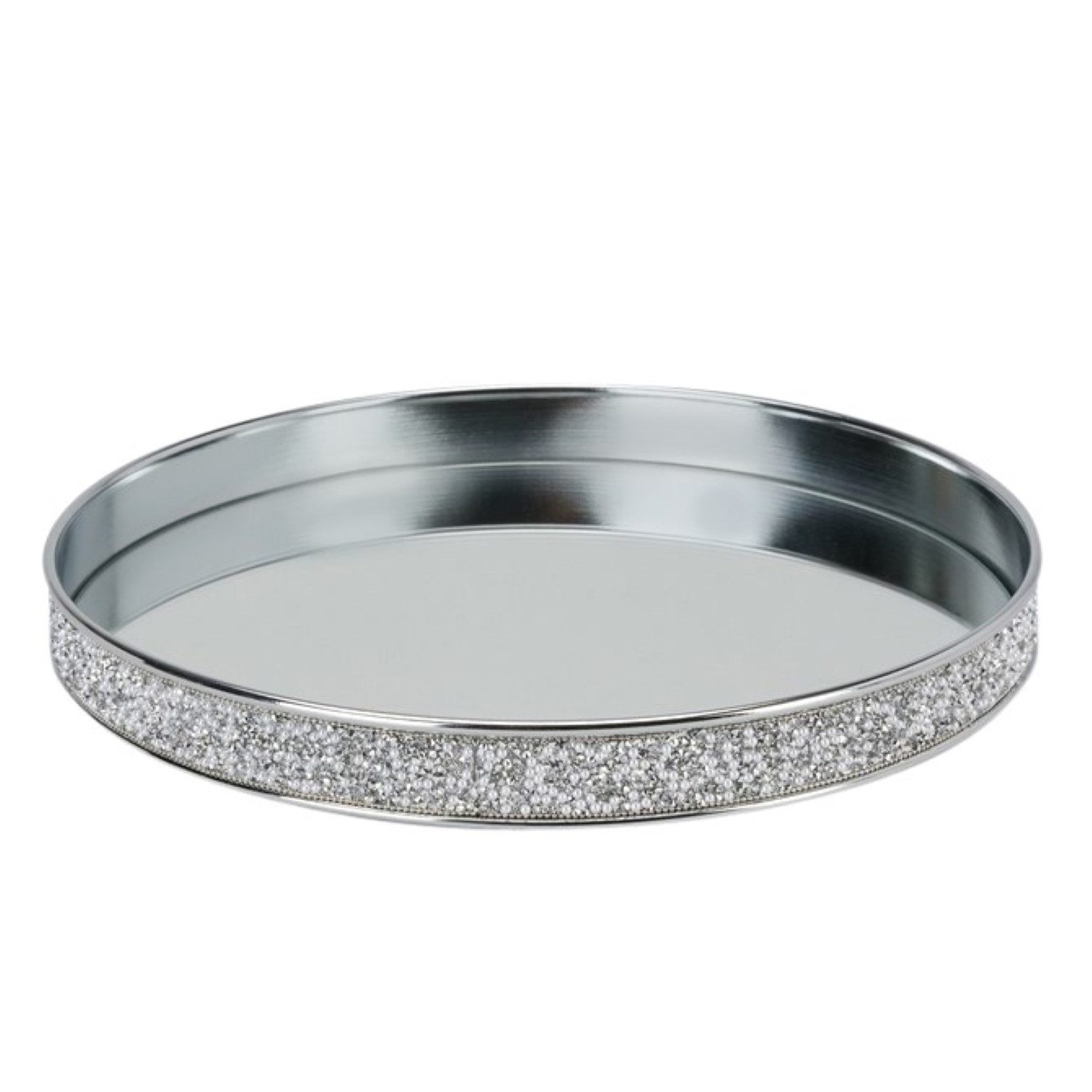 Online-Fuchs Dekotablett - Spiegeltablett aus Metall in Silber mit Fuß, run günstig online kaufen