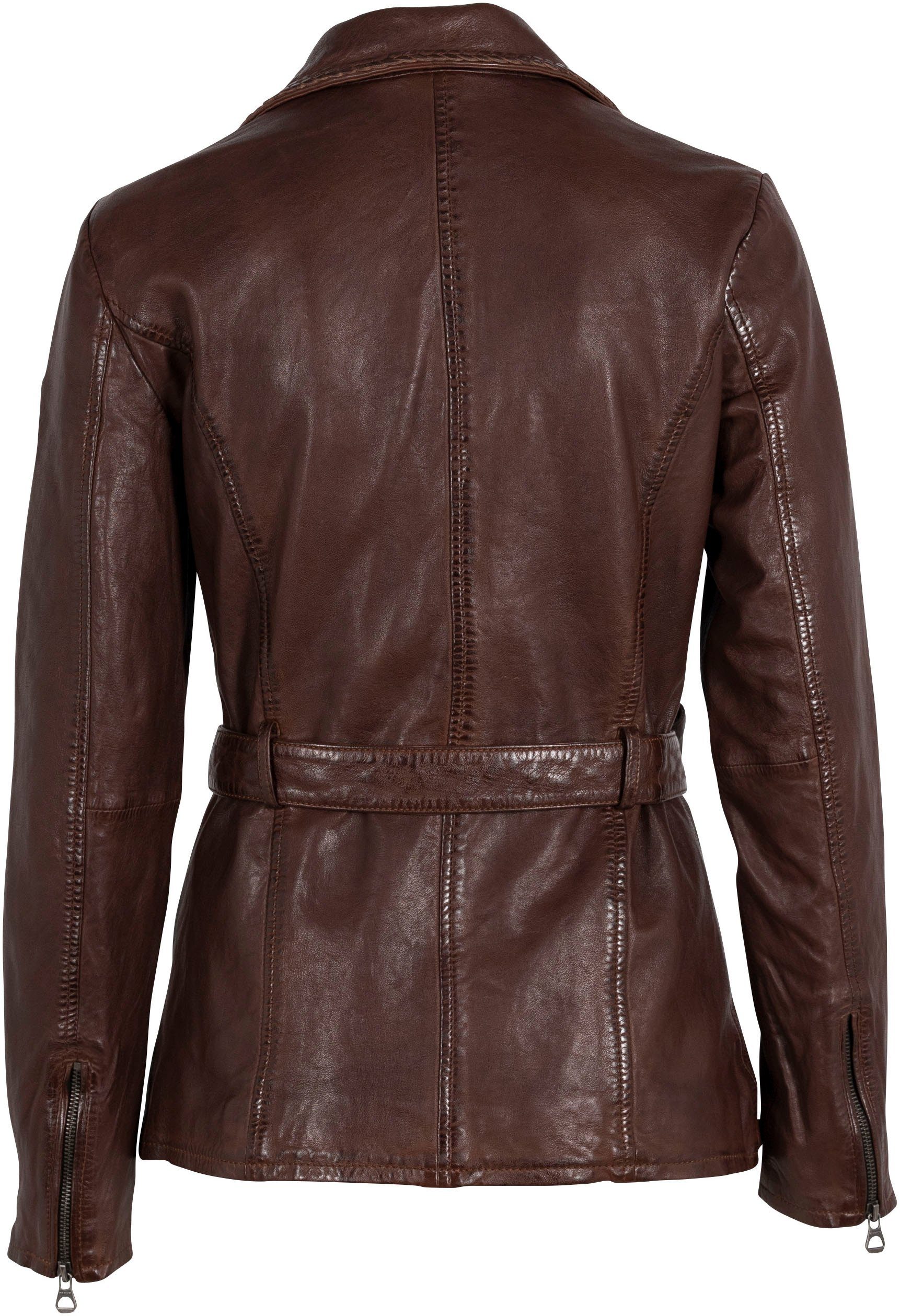 Gipsy Lederjacke GWBeeja Ärmelabschluss mit am Zipper RF chestnut