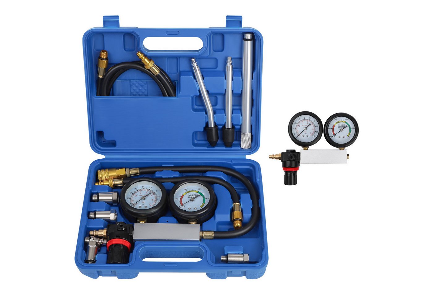QUBEBU Kfz-Diagnosegerät Auto Kompressionsprüfer Set 0-7 bar Kfz-Kompressionstester M12 M14 M18, Kompressionsmessgerät 100 PSI, Motorzylinder-Kompressionstester, 1-tlg., Zylinderdruck Kompressionsmesser, Zylinder Kompressionsprüfer, für KFZ LKW Auto Motor