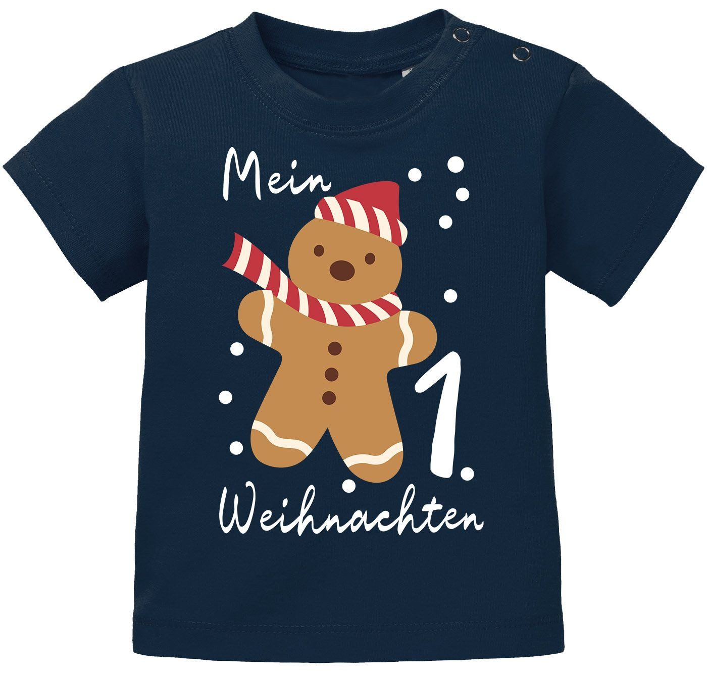 Print-Shirt Baby Shirt kurzarm Mein erstes Weihnachten Lebkuchen Print XMAS