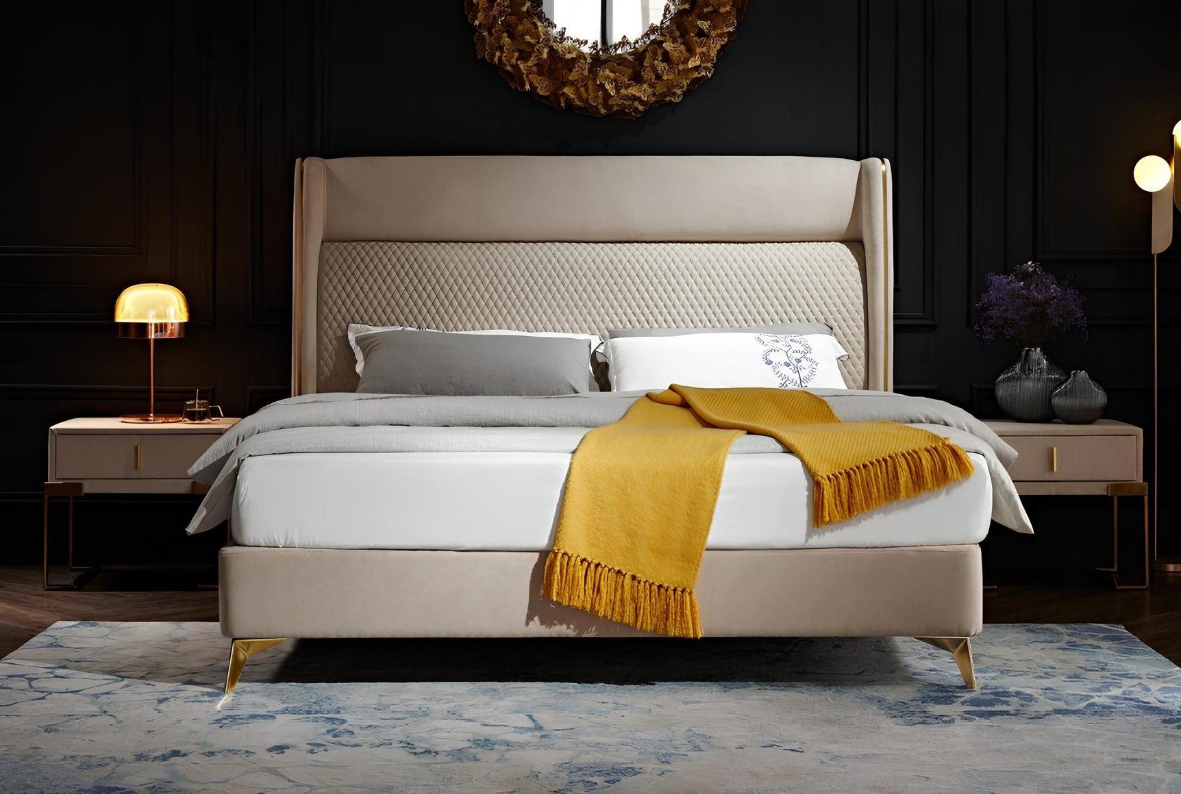Xlmoebel Boxspringbett Luxuriöses Doppelbett im Hotelstil mit eleganten Nachttischen (Bett), Hergestellt in Europa