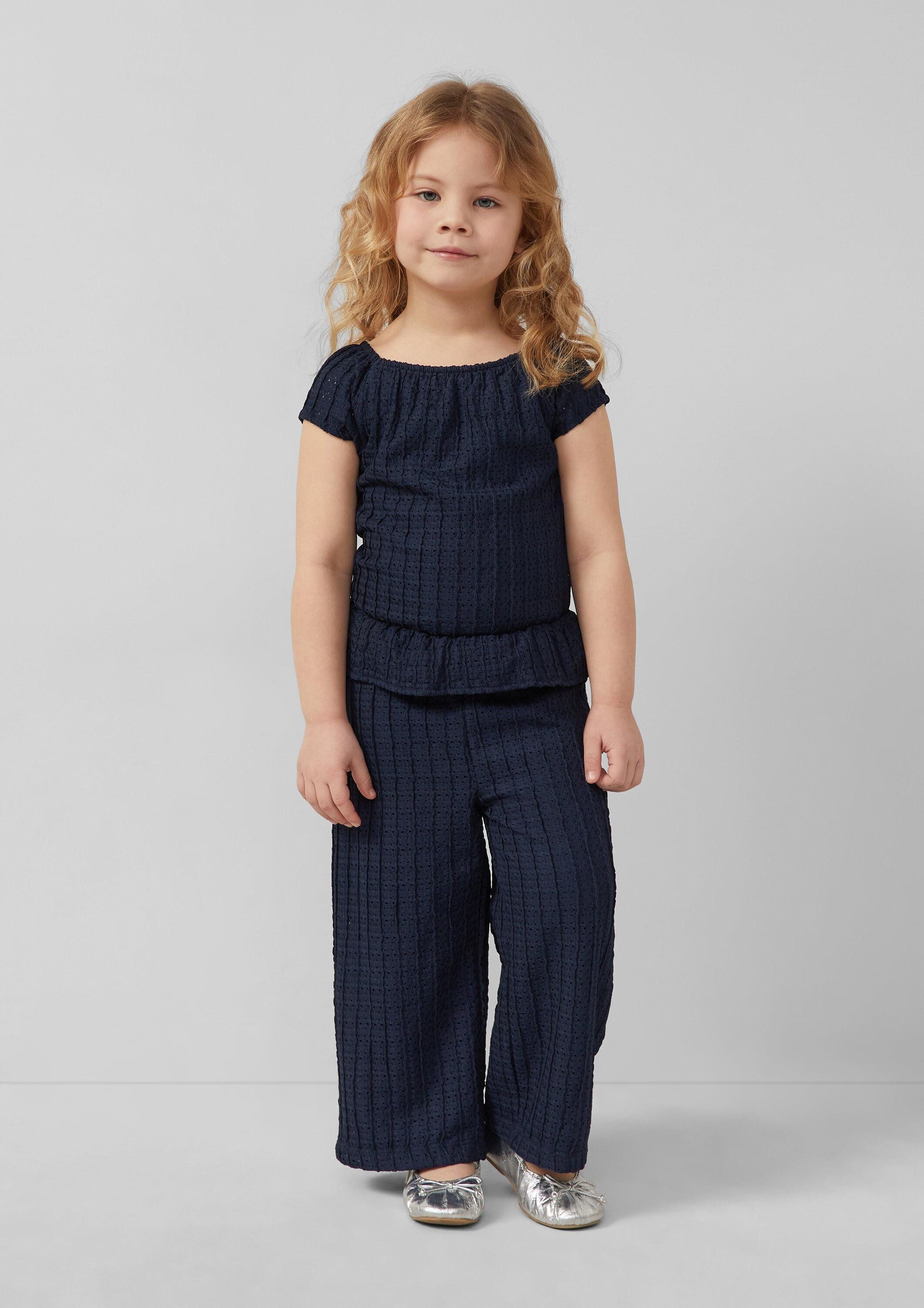 s.Oliver Jumpsuit Overall Strukturierter Overall mit Lochmuster und Volants