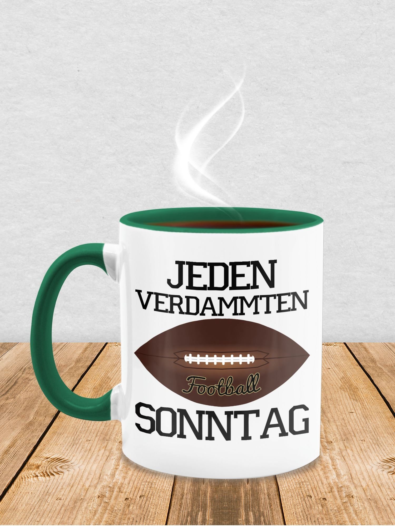 Statement Tasse Petrolgrün Football, Sonntag Jeden Shirtracer - 2 verdammten Keramik,