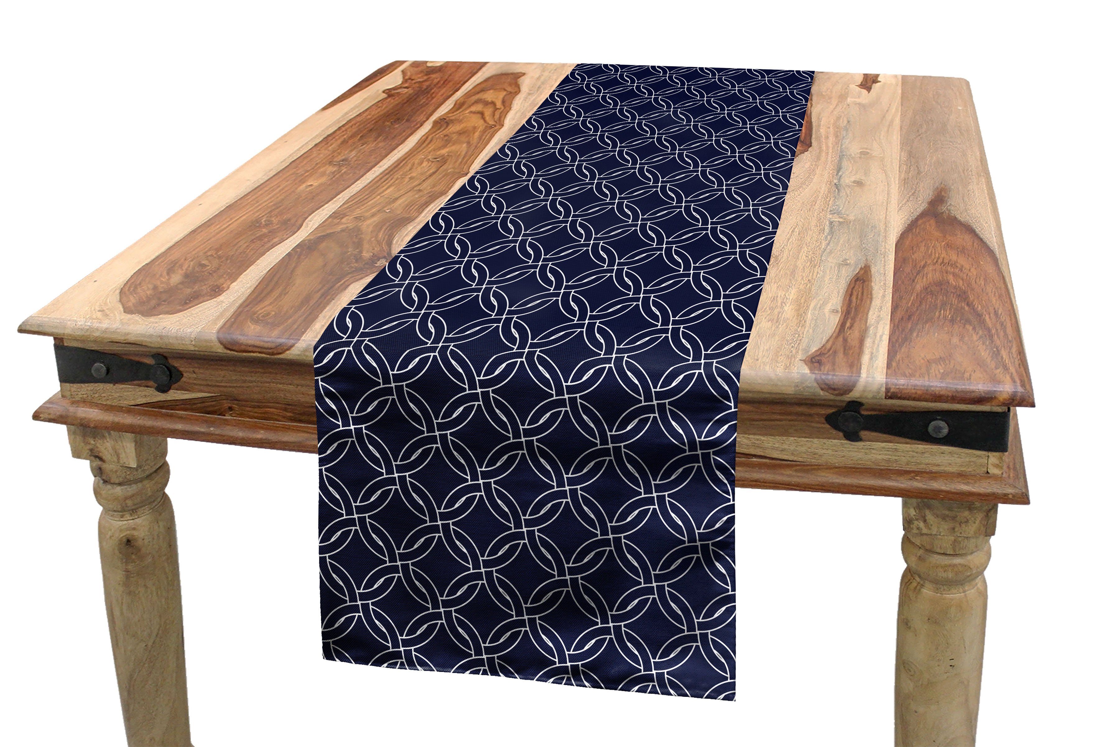 Navy Abakuhaus Tischläufer blau Dekorativer Rechteckiger Marine-Kreis-Motiv Küche Tischläufer, Esszimmer