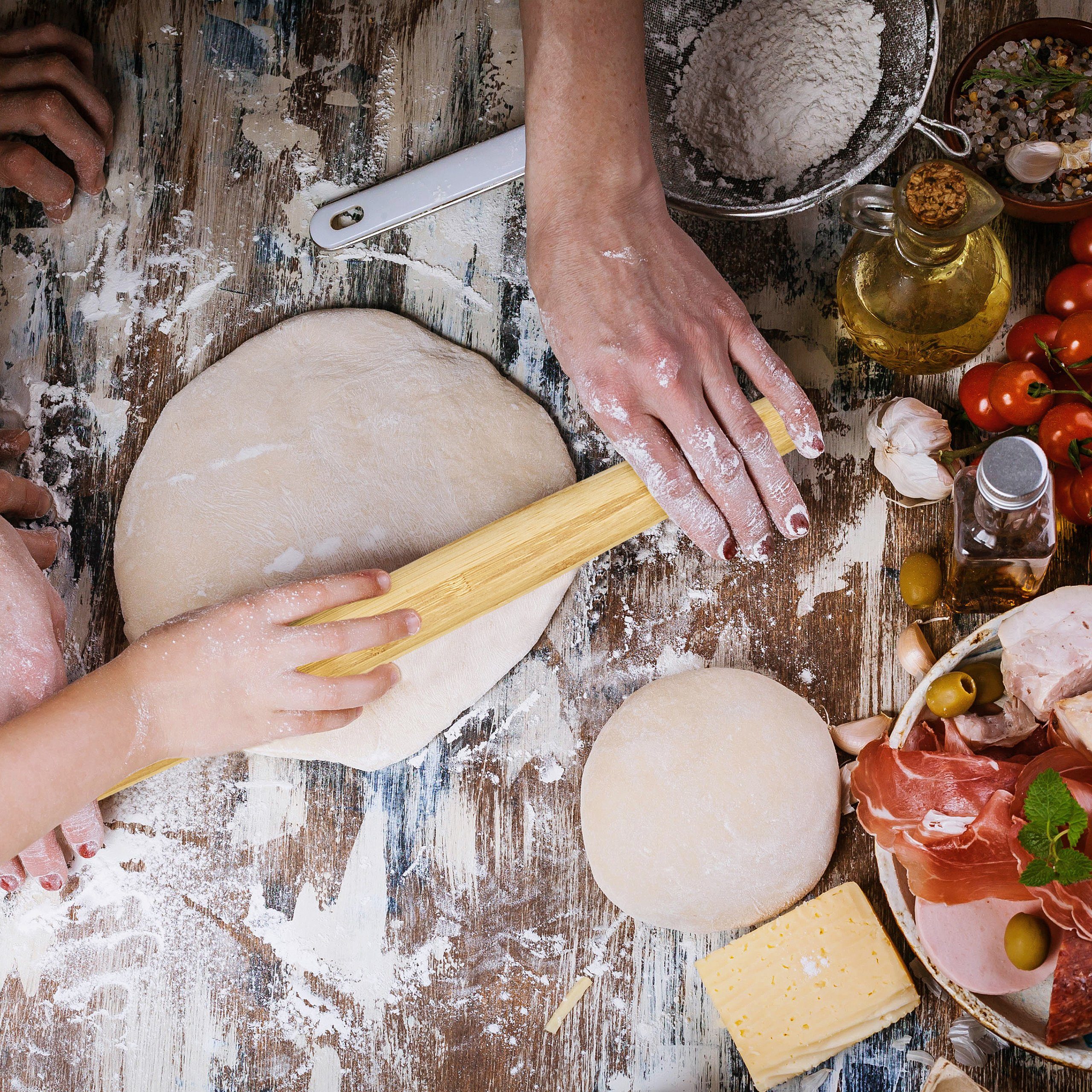 relaxdays Teigroller Bambus 2er Set Bambus