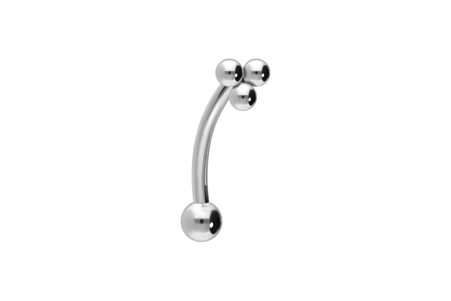 Bauchnabelpiercing Titan Banane mit Push Fit 3 KUGELN