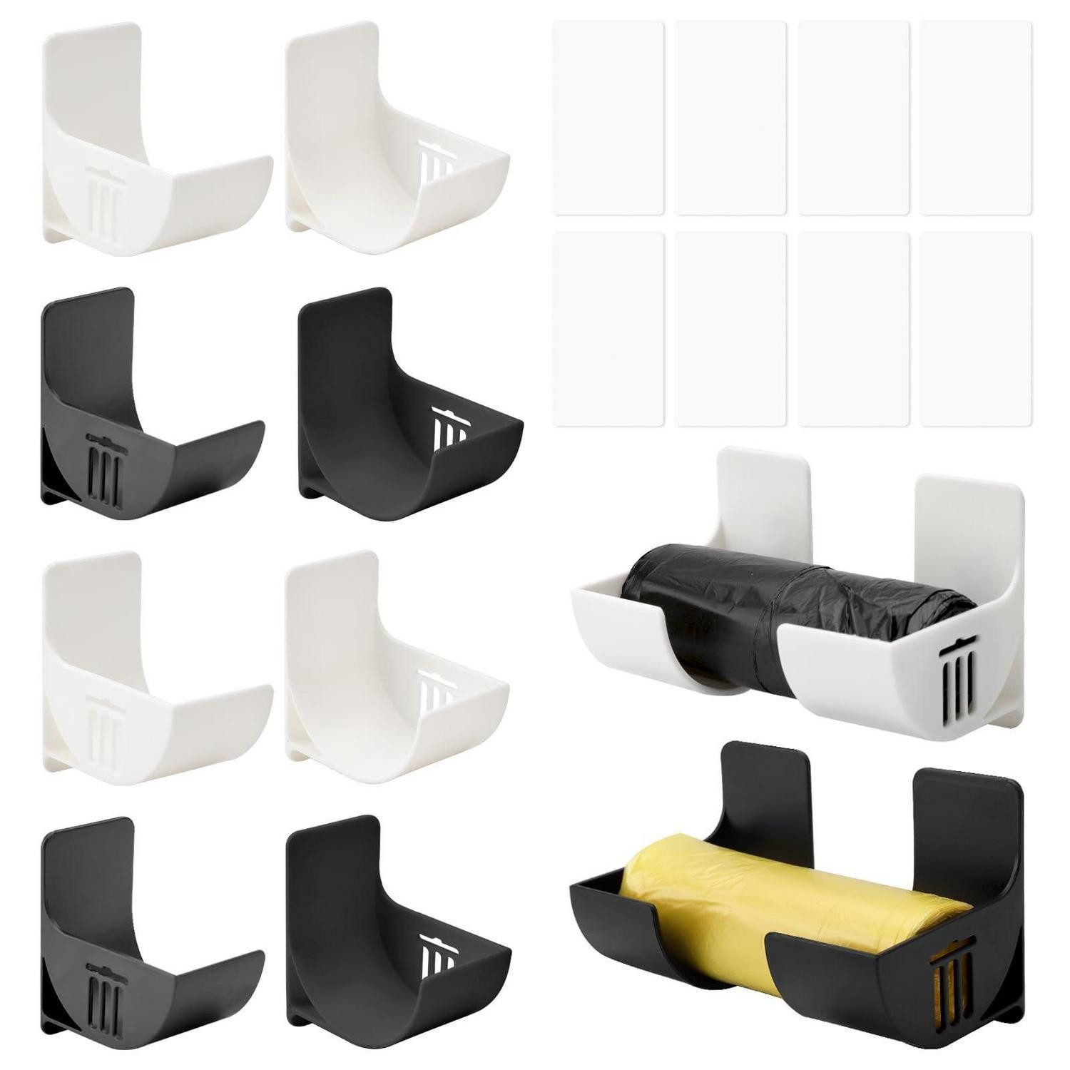 LuxusKollektion Wandregal Müllbeutelhalter Wandmontage 8 Stück Schwarz/Weiß, 8-tlg.