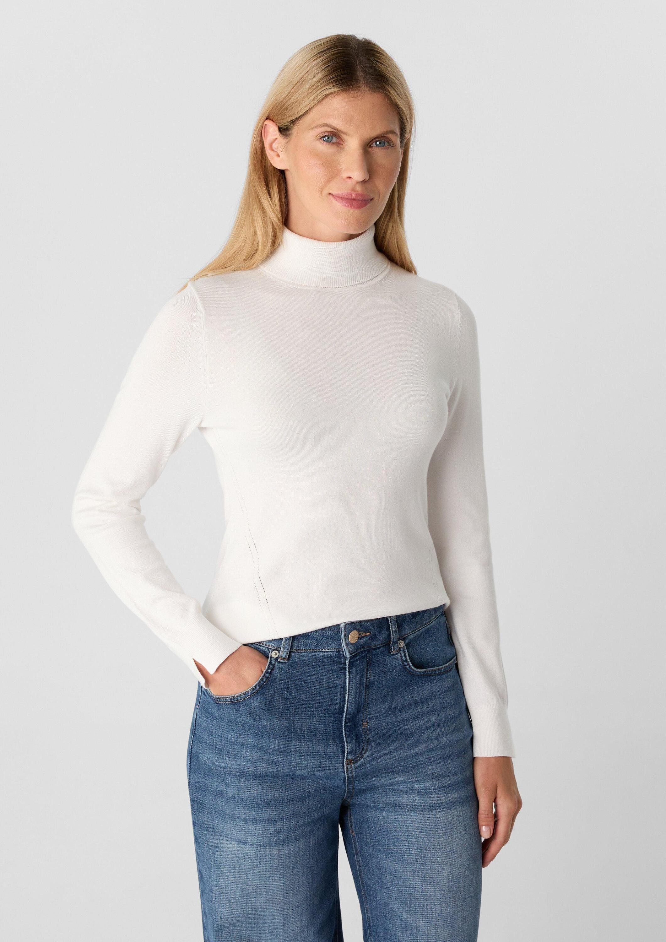 comma Longpullover Strickpullover Rollkragenpullover mit Ärmelschlitzen günstig online kaufen