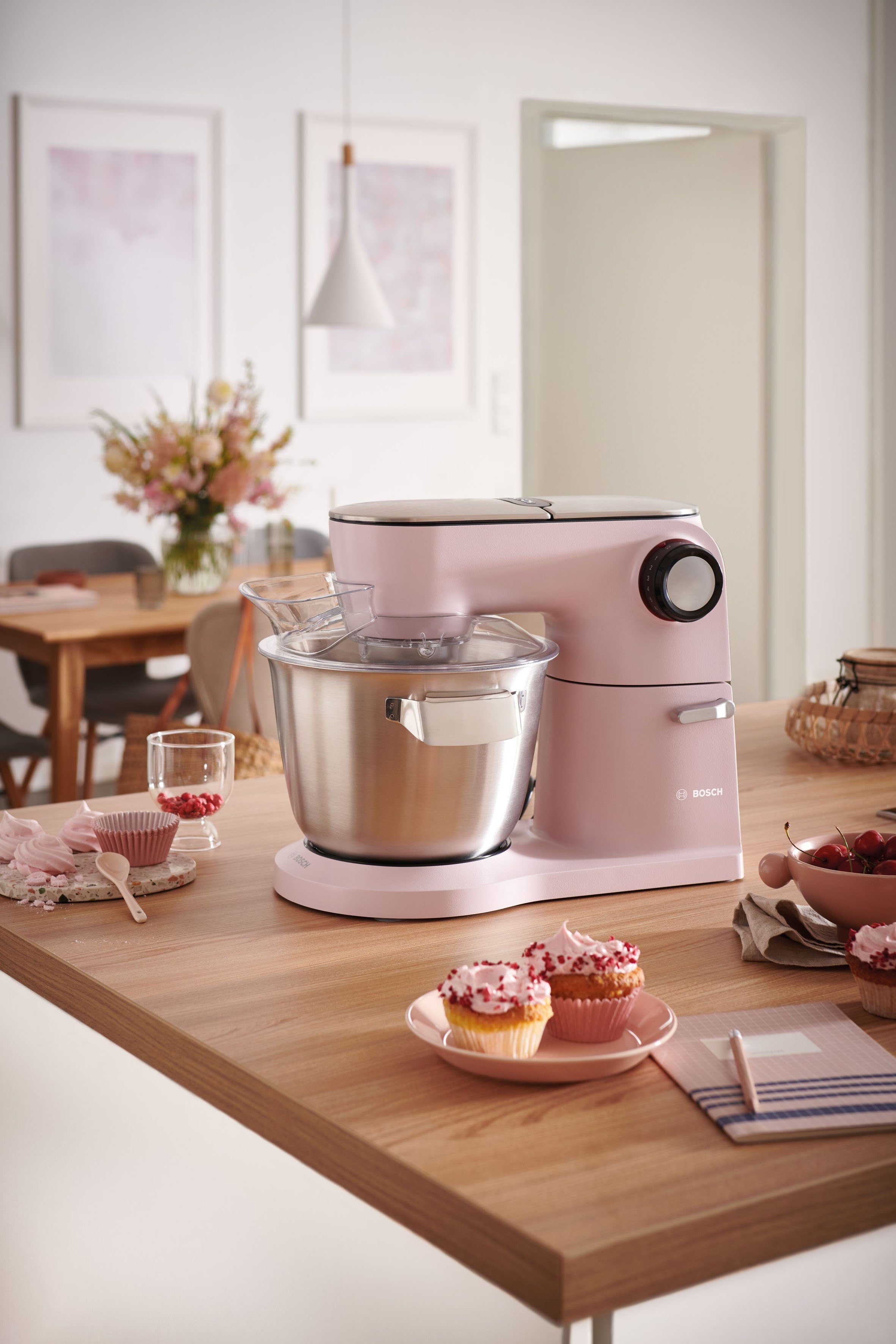 W, Küchenmaschine Planetenrührwerk, MUM9A66N00 5,5 Profi-Patisserie-Set, Schüssel, OptiMUM, l pastelrosé 1600 BOSCH