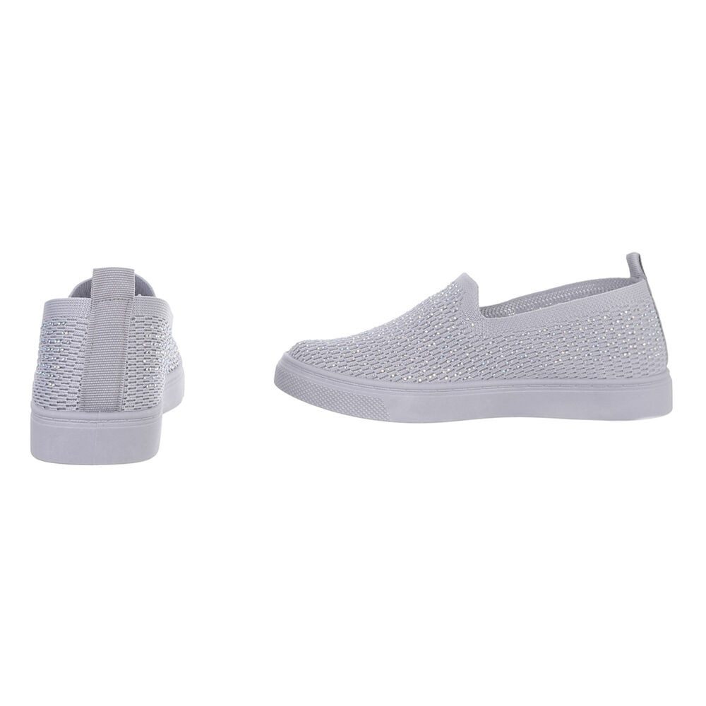 Ital-Design Damen Low-Top Freizeit Slipper (88843603) Flach Sneakers Low in Hellgrau