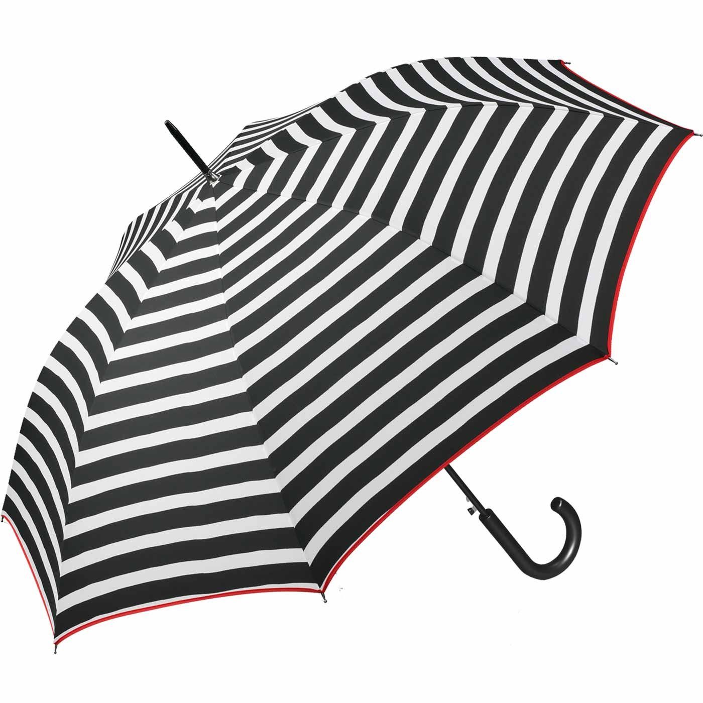 RAIN mit Streifen HAPPY mit großer Auf-Automatik, klassischen weißen bedruckt Damen-Regenschirm Langregenschirm