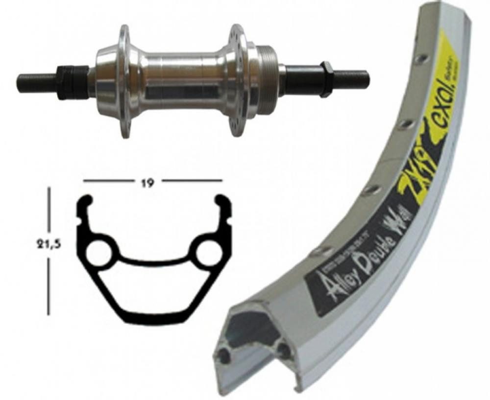 BikeParts Laufrad Bike-Parts Laufrad Hinterrad 26x1.75 Alunabe silber Festachse 36-Loch