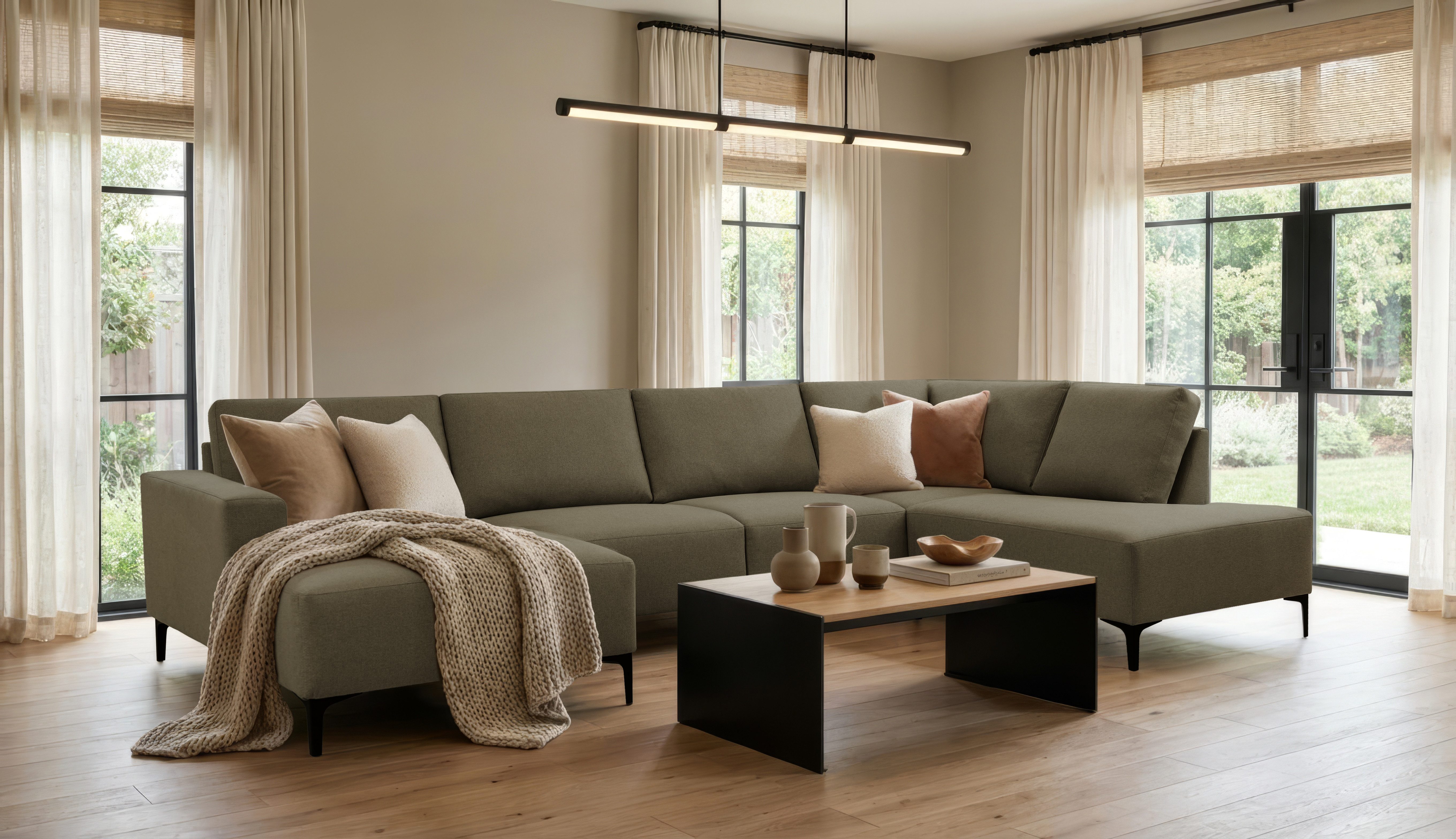 OTTO home Wohnlandschaft Tournon U-Form, XXL Sofa, Breite 333 cm, Webstoff, Chenille, Designsofa im nordischen Stil, Wellenunterfederung, Metallfüße
