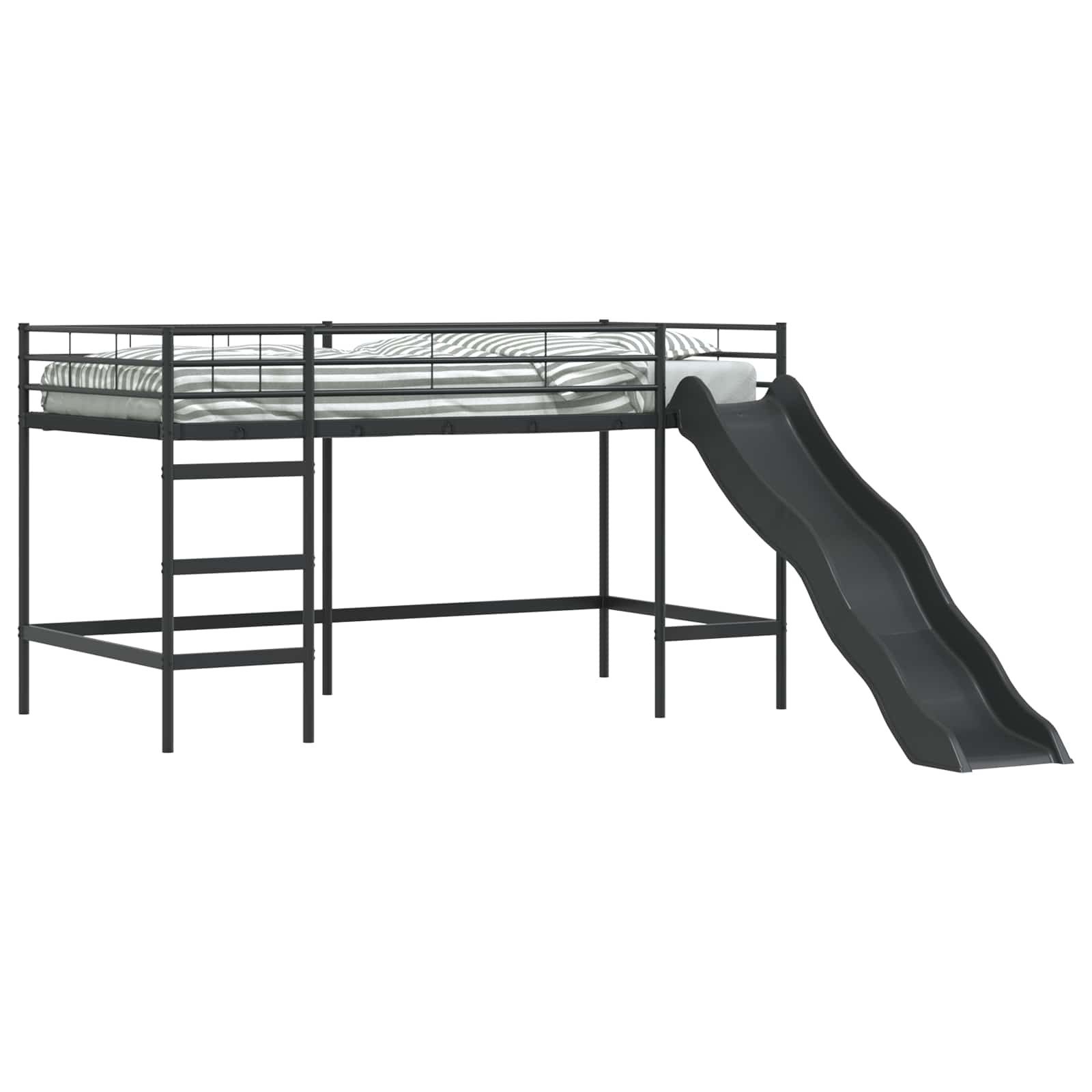 vidaXL Bett Kinder-Loftbett mit Rutsche Schwarz und Anthrazit 100 x 200 cm (1-tlg)