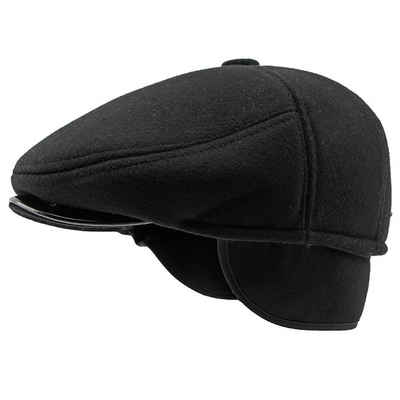 Sporty Flat Cap Winter - warme Schirmmütze mit Ohrenklappen - Herren Schiebermütze