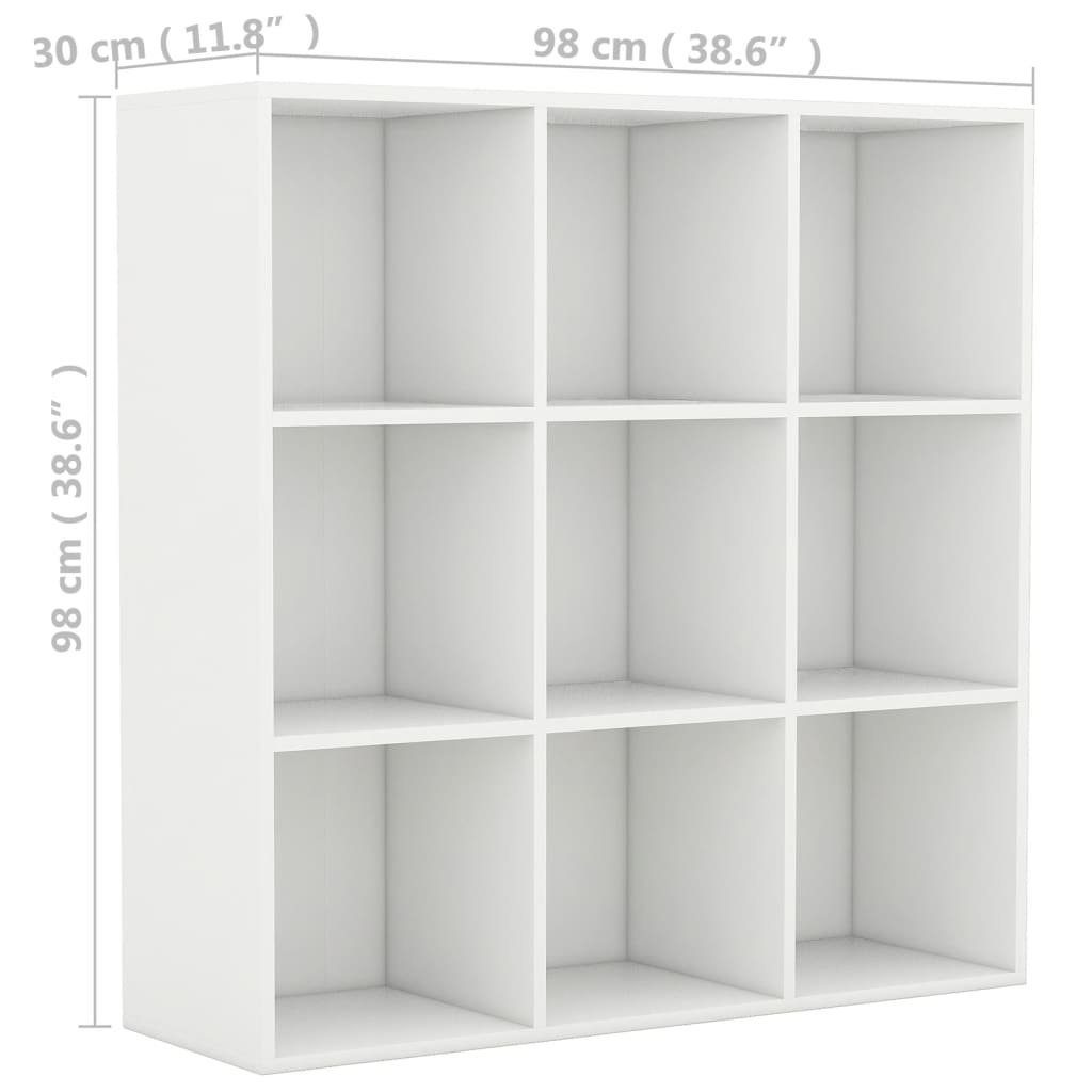 vidaXL Bücherregal Bücherregal 1-tlg. Holzwerkstoff, Weiß 98x30x98 cm