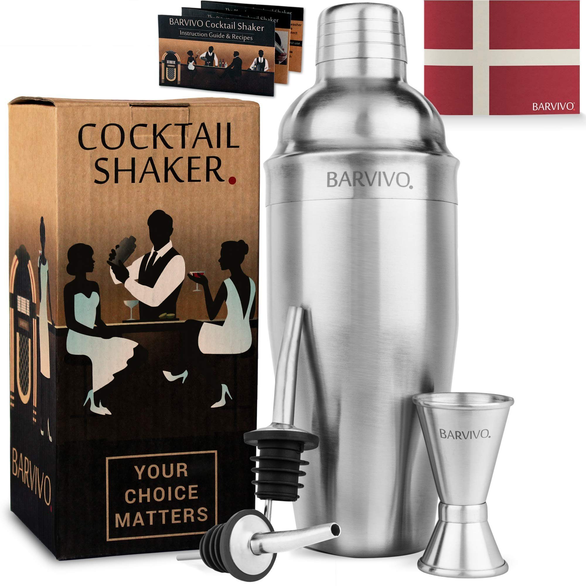 BARVIVO Cocktail-Set Professionelles Cocktail Shaker Set - 710ml, Edelstahl