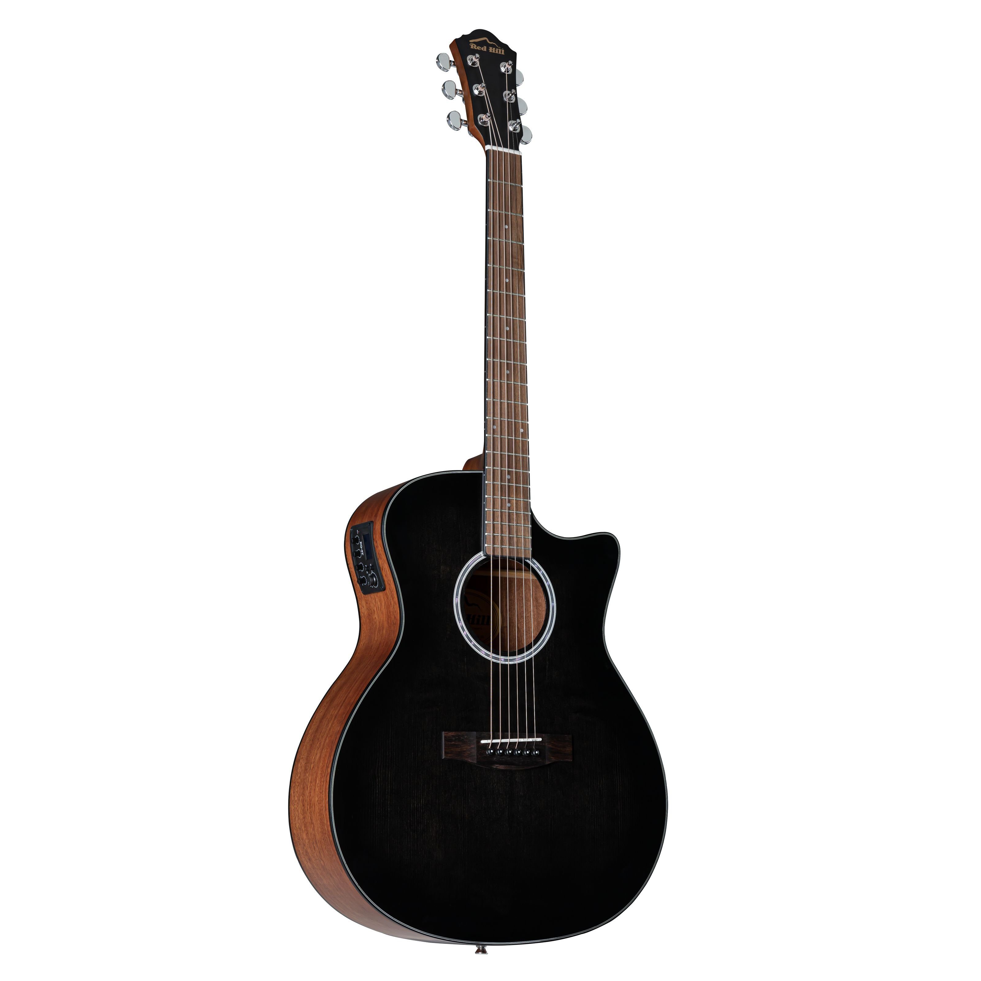 Red Hill Westerngitarre, AF-Blacktop Westerngitarre Grand Auditorium Cutaway Fichte Decke Mahagoni Boden und Zargen Mahagoni Hals Walnuss Griffbrett EQ-8T Tonabnehmersystem Satin Finish Schwarz, Westerngitarren, Grand Auditorium Gitarren, AF-Blacktop Westerngitarre, Fichte Decke, Mahagoni Boden, EQ-8T