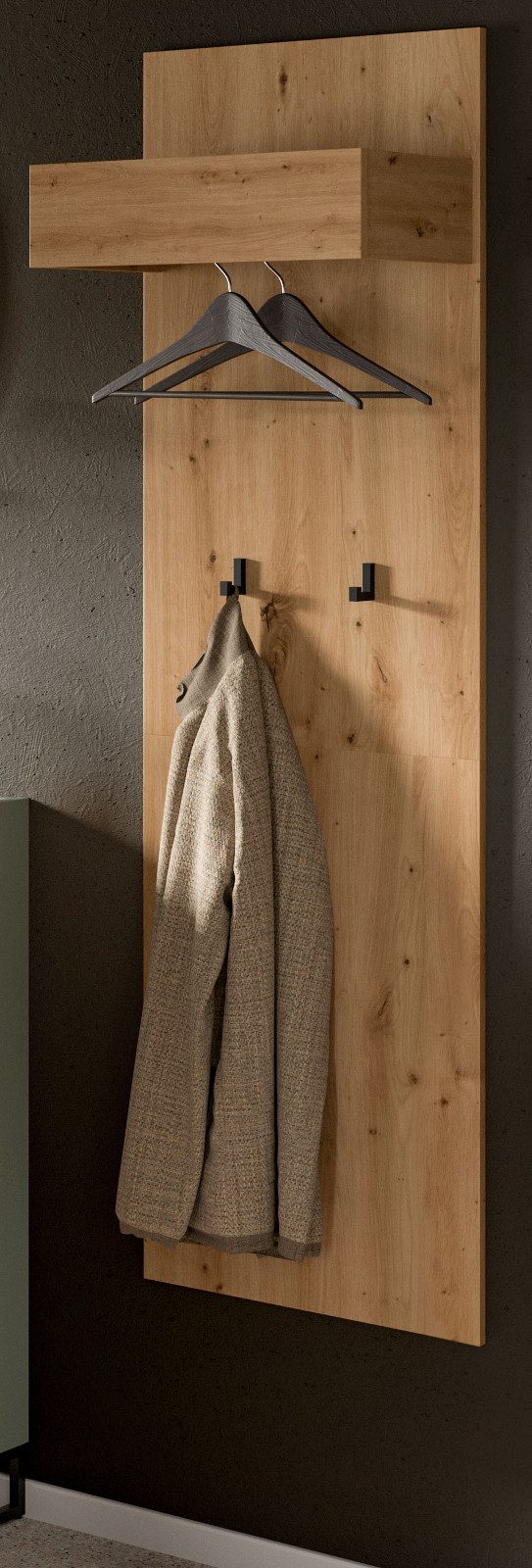 Inn.Furn Garderobenpaneel Borga (Wandgarderobe in Eiche Artisan, 50 x 160 cm), mit verdeckter Kleiderstange