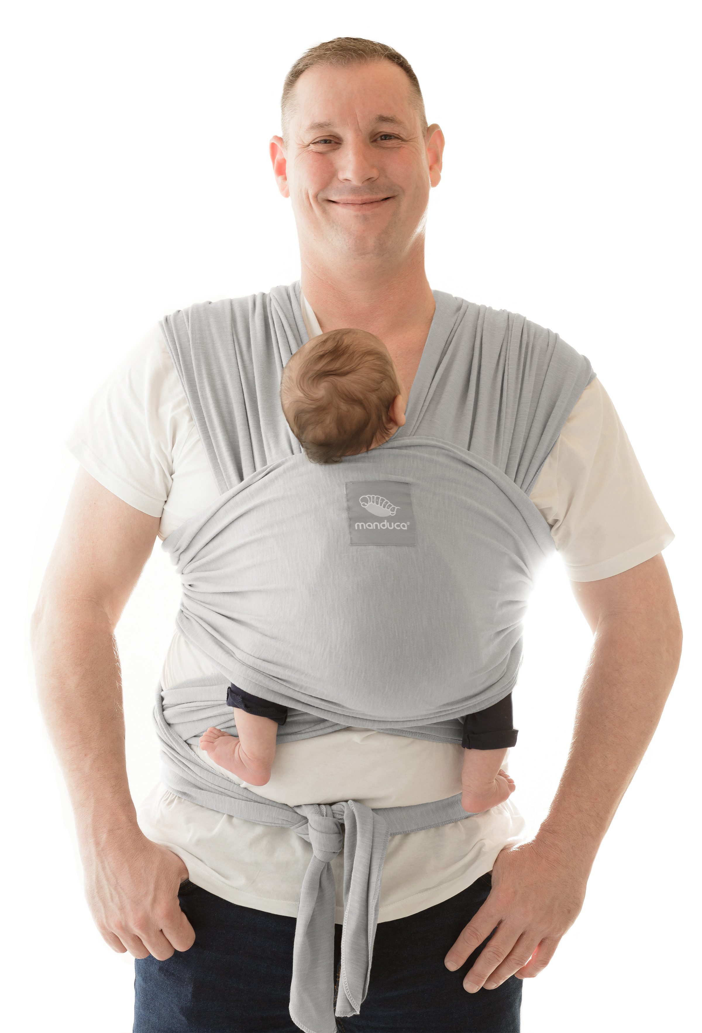 manduca Babytrage manduca Sling - Babytragetuch - Elastische Babytrage, Unterstützt die natürliche M-Position beim Baby.