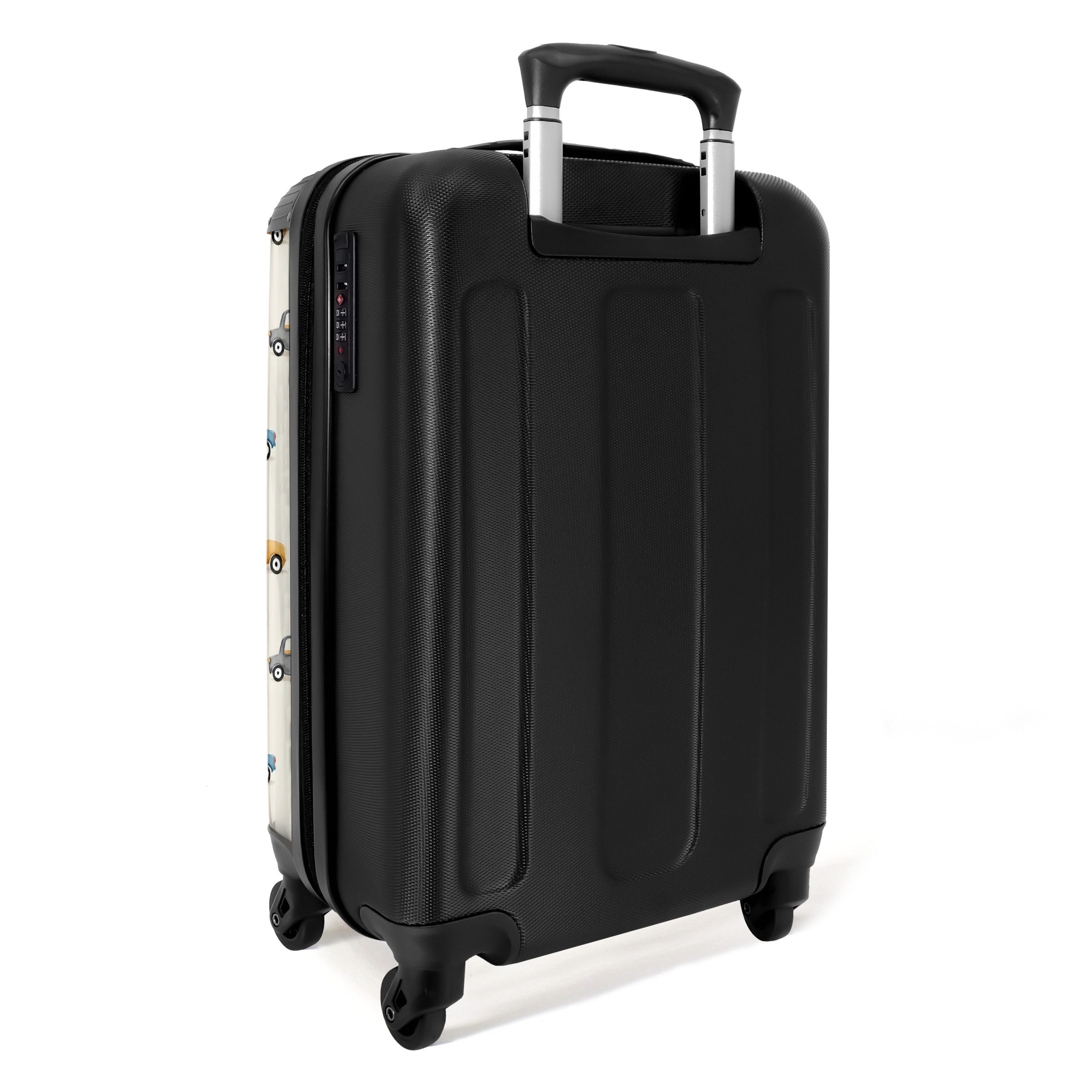 NoBoringSuitcases.com© Kinderkoffer Bunte Retro-Autos 55x35x20cm, 4 Rollen, Handgepäck Koffer, Hartschalenkoffer Kinder, Reisekoffer Jungen