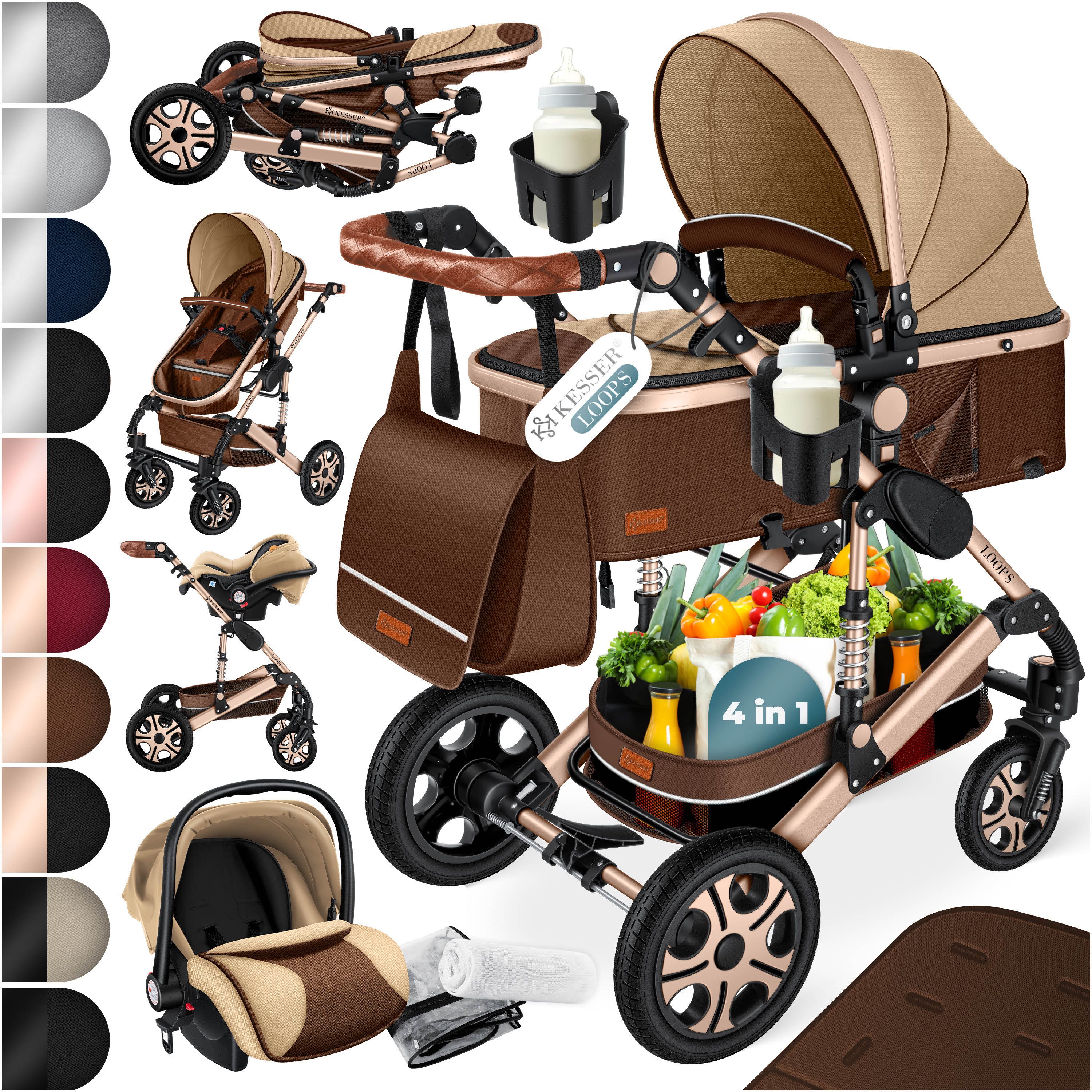 KESSER Kombi-Kinderwagen, 4in1 Loops Коляски Komplettset auch als Buggy, Kinder bis 4 Jahre