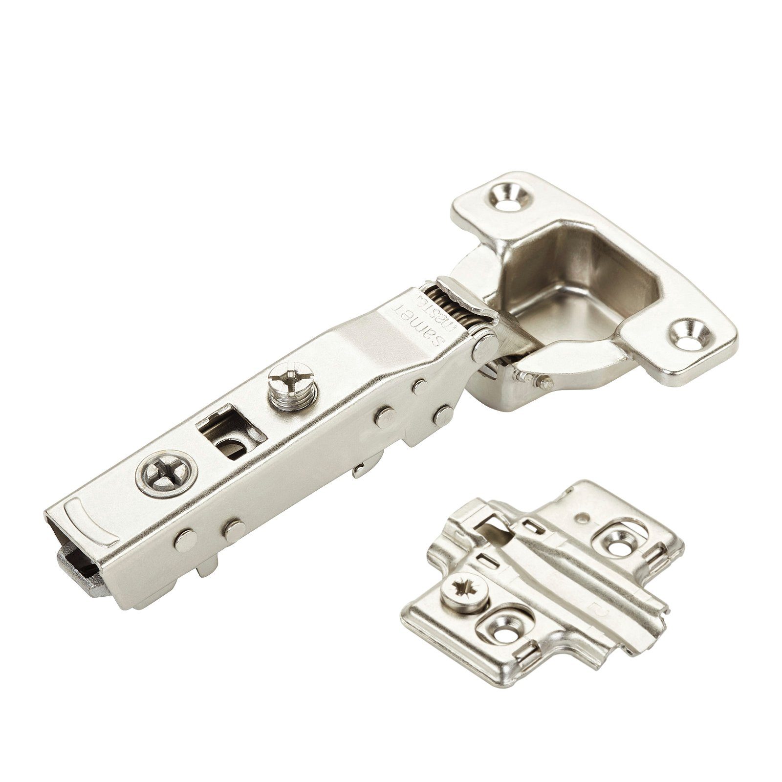 SO-TECH® Möbelbeschlag Topfband Master T48 110° inkl. Kreuzplatte mit Exzenterverst (1 St), Eckanschlag 110° mit Dämpfer (Soft-Close), 3D-Verstellung