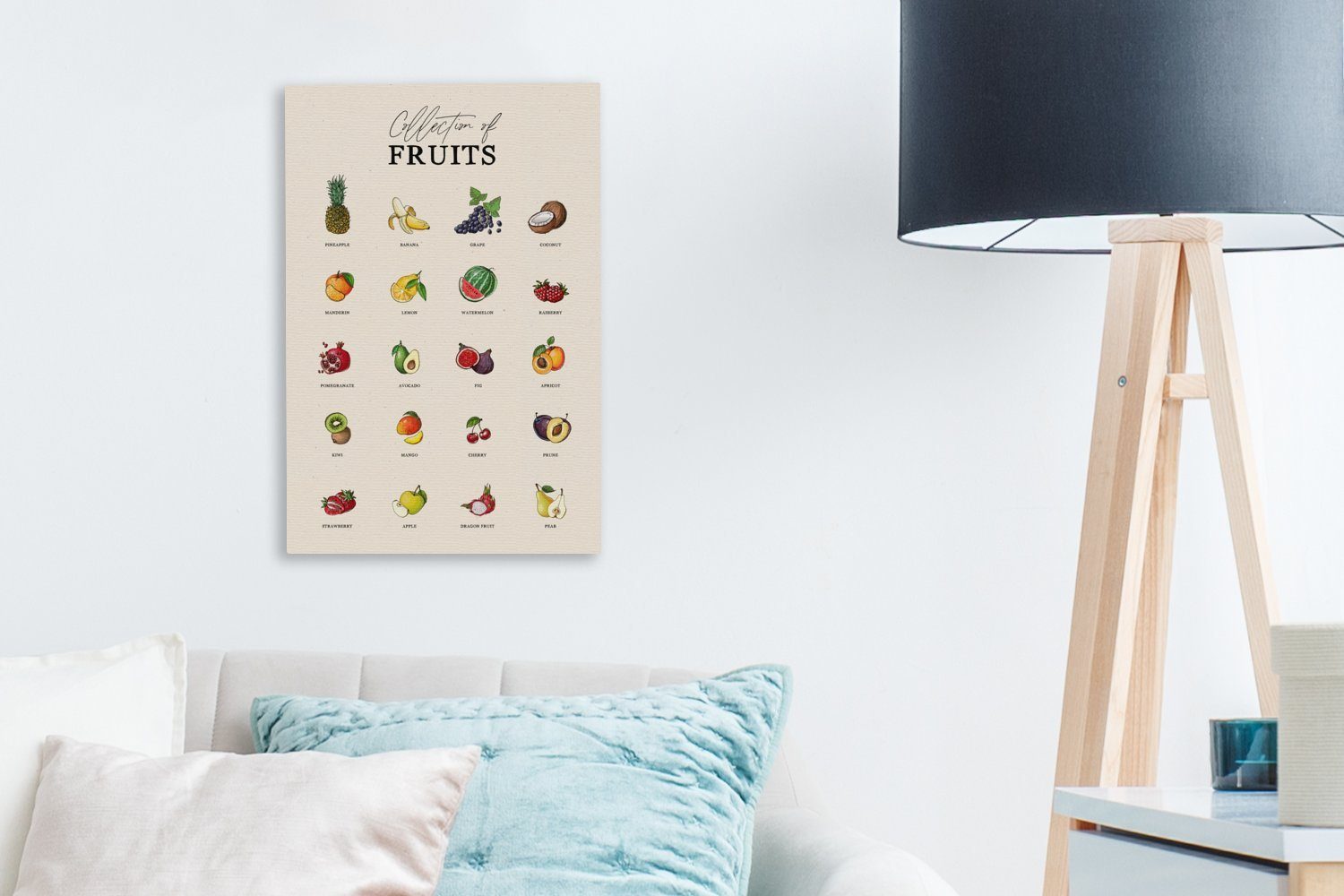 Gemälde, (1 Leinwandbild Küche, Zackenaufhänger, inkl. 20x30 Obst Lebensmittel Leinwandbild cm St), - bespannt - fertig OneMillionCanvasses®