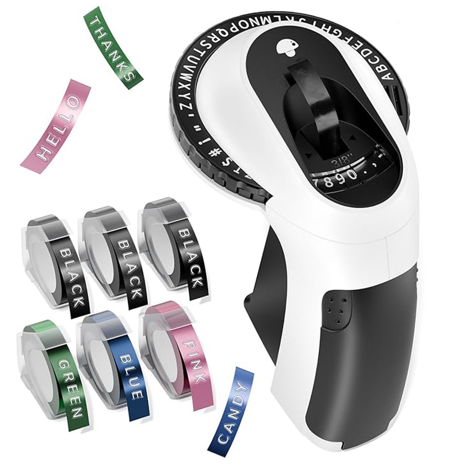 Mutig 3D-Drucker Tragbarer Beschriftungsgerät, mit 6 Etikettenband für Haus Etikettendrucker, (Ergonomisches Design Beschriftungsgerät Retro)