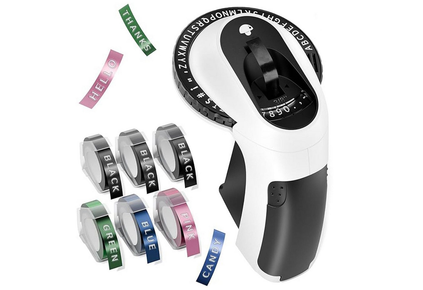 Mutig 3D-Drucker Tragbarer Beschriftungsgerät, mit 6 Etikettenband für Haus Etikettendrucker, (Ergonomisches Design Beschriftungsgerät Retro)