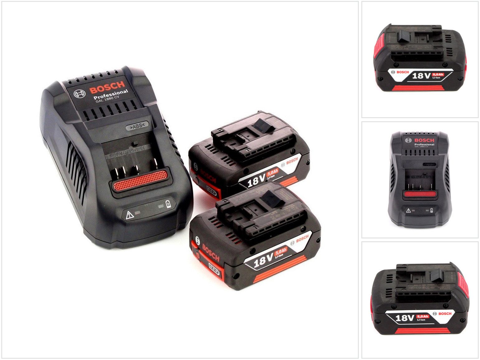 Bosch Professional Starter-Set 18 V mit 2x GBA 18 V 5,0 Ah Li-Ion Akku + GAL 1880 Schnel Akkupacks
