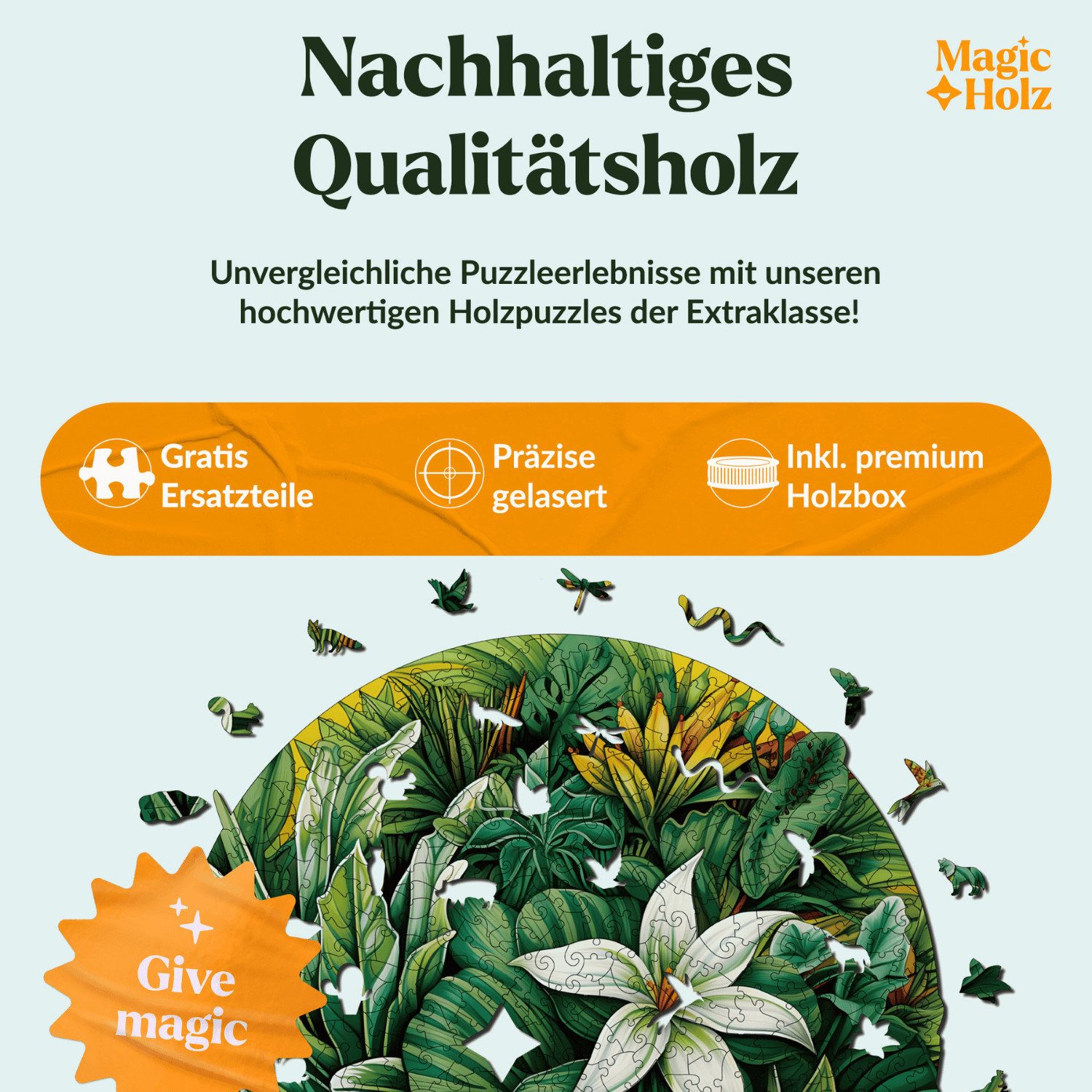 MagicHolz Puzzle Tropische Oase Mandala Holzpuzzle (2D), 199 Puzzleteile