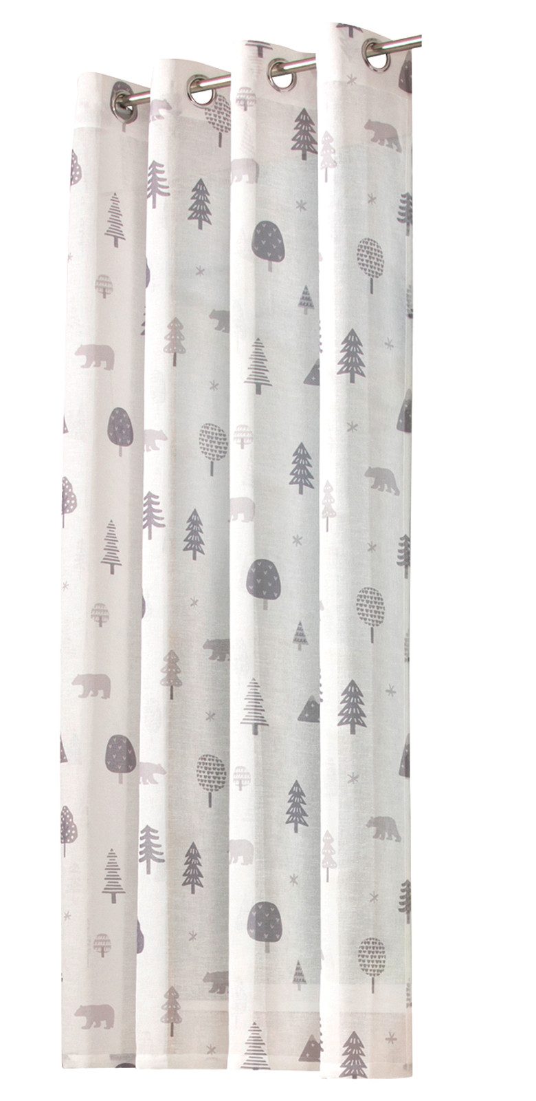 heimtexland Vorhang Kindergardine Skandi-Stil Dekoschal Wald Bär Grau (1 St günstig online kaufen