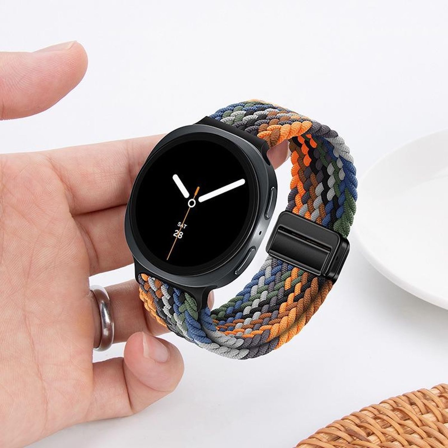Wigento Smartwatch-Armband Magnetverschluss Nylon für Samsung Galaxy Watch 9 / 8 / 8 Classic Loop, Atmungsaktiv, verstellbar, magnetisch – Bild 4 von 5