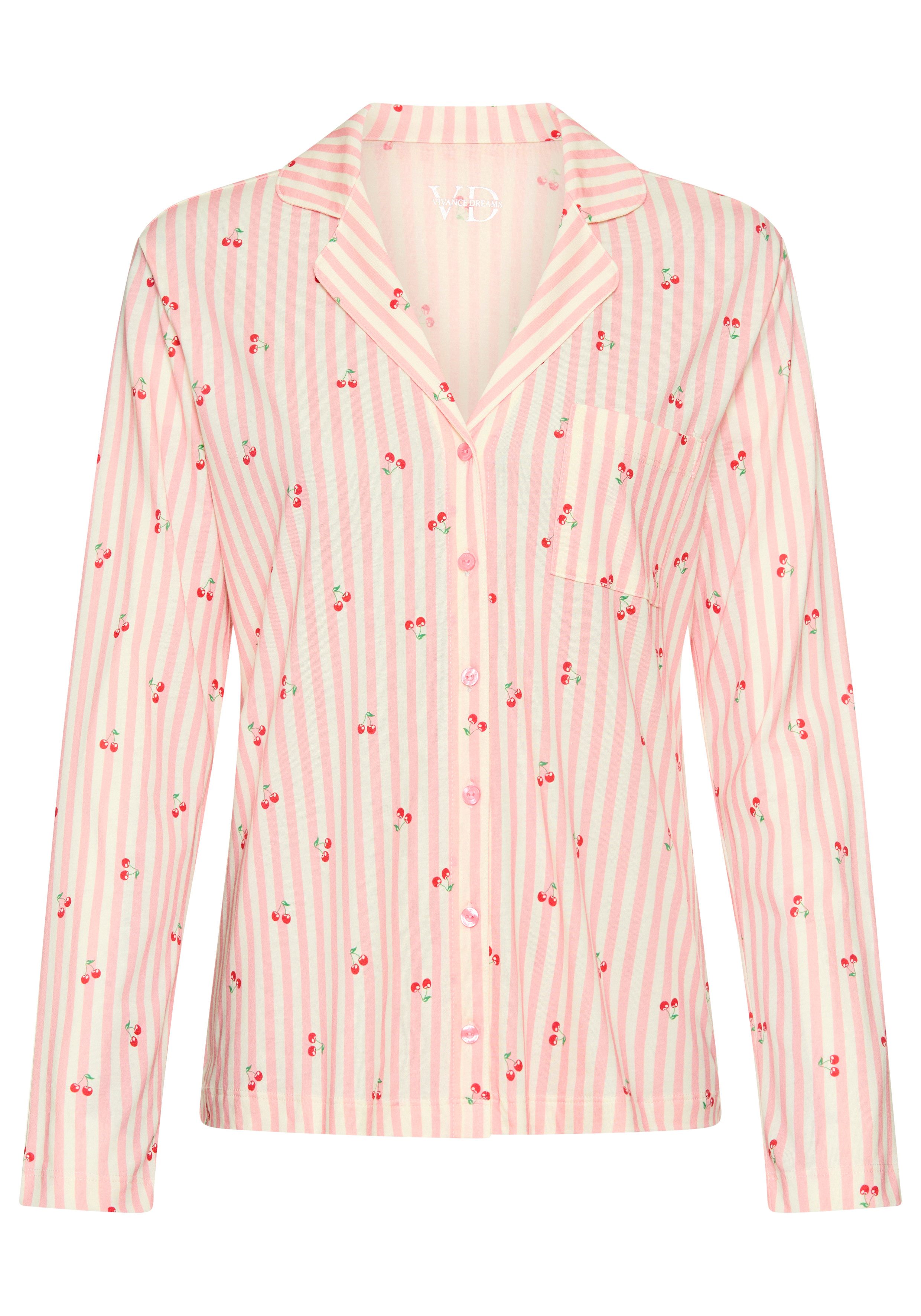 Vivance Dreams by Lascana Pyjamaoberteil mit süßem Streifen- und Früchtedruck – Bild 2 von 5
