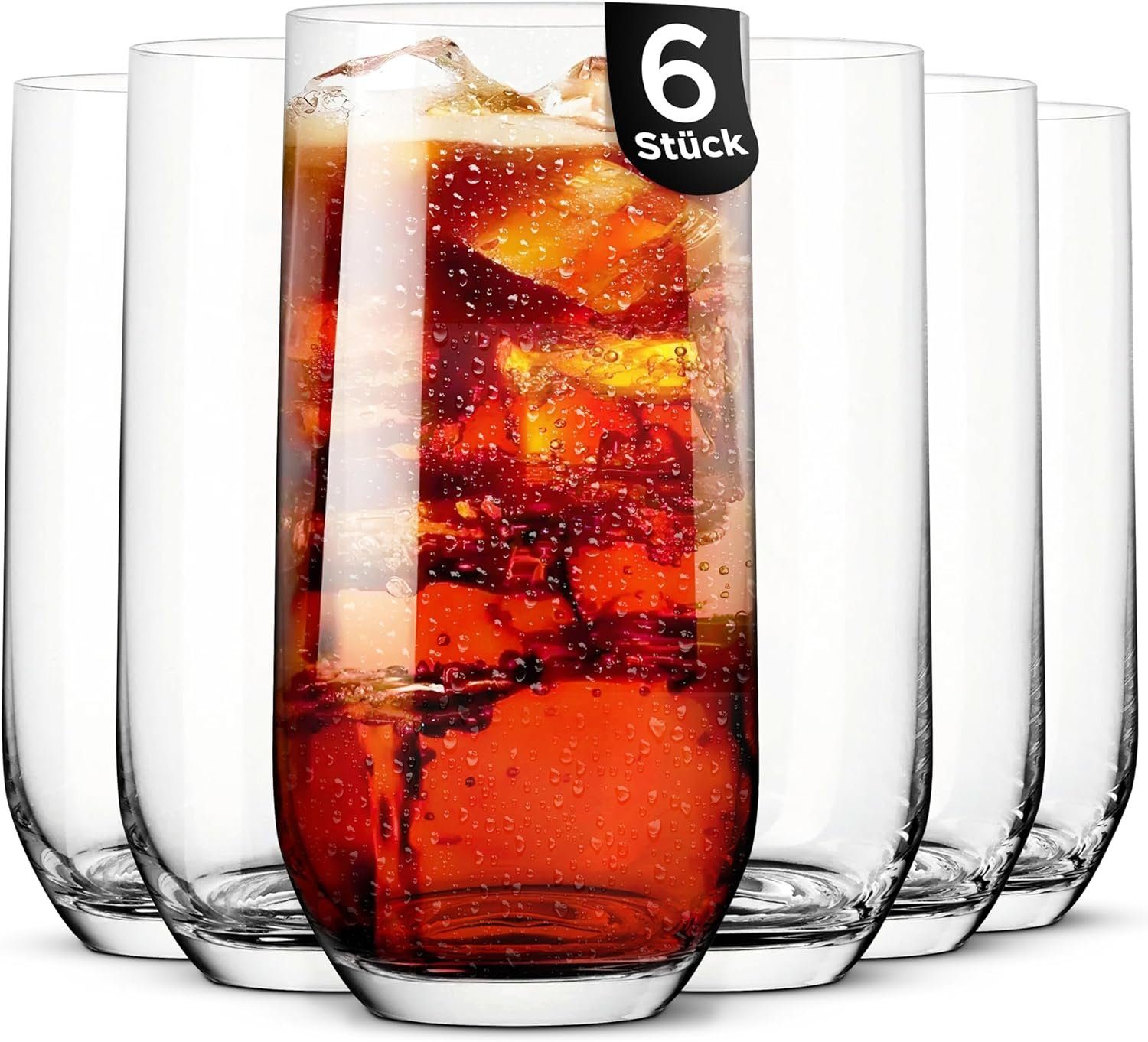 Wassergläser 400ml, Set, KONZEPT Longdrinks, Transparente Gläser Ideal Set 6/12-teilig, für Cocktails, Eiskaffee Saft, Gläser-Set