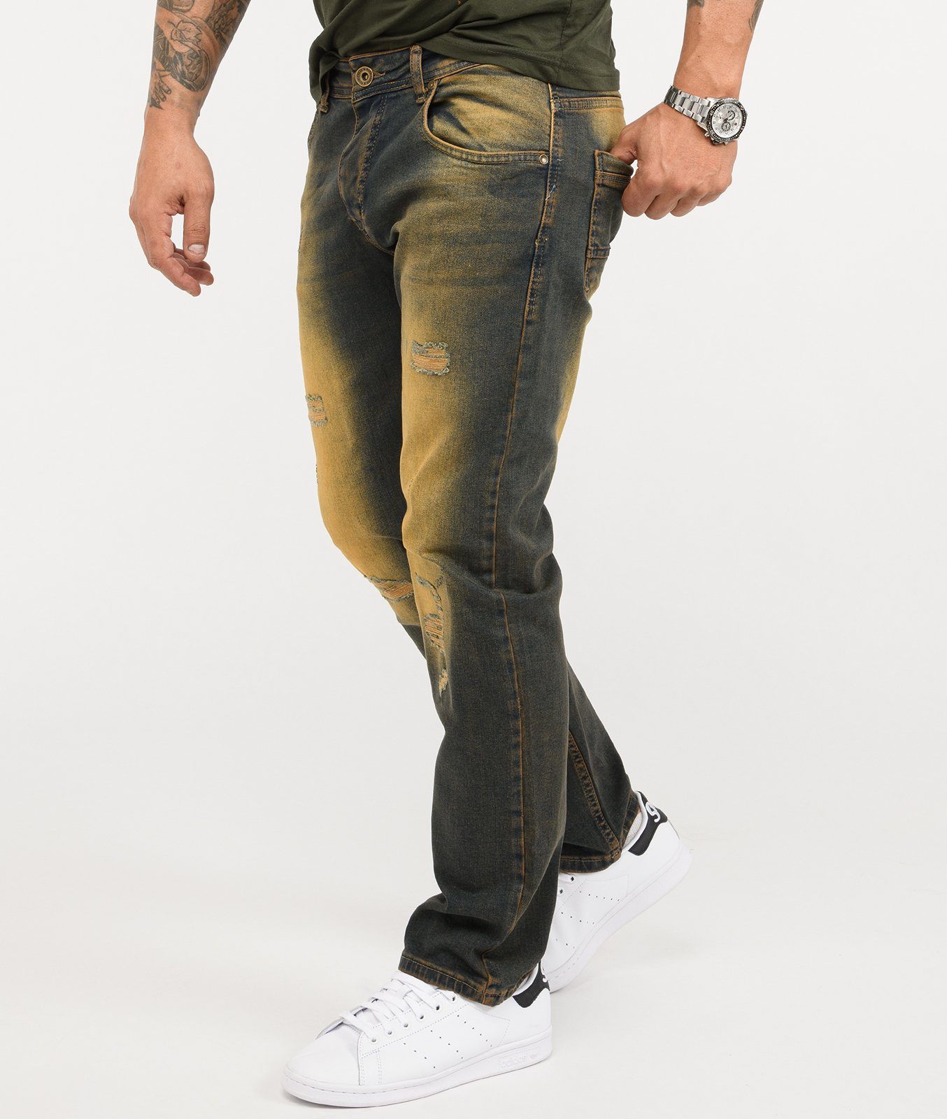 Rock Creek Regular-fit-Jeans Herren Jeans Stonewashed Dirty-Wash RC-329 günstig online kaufen