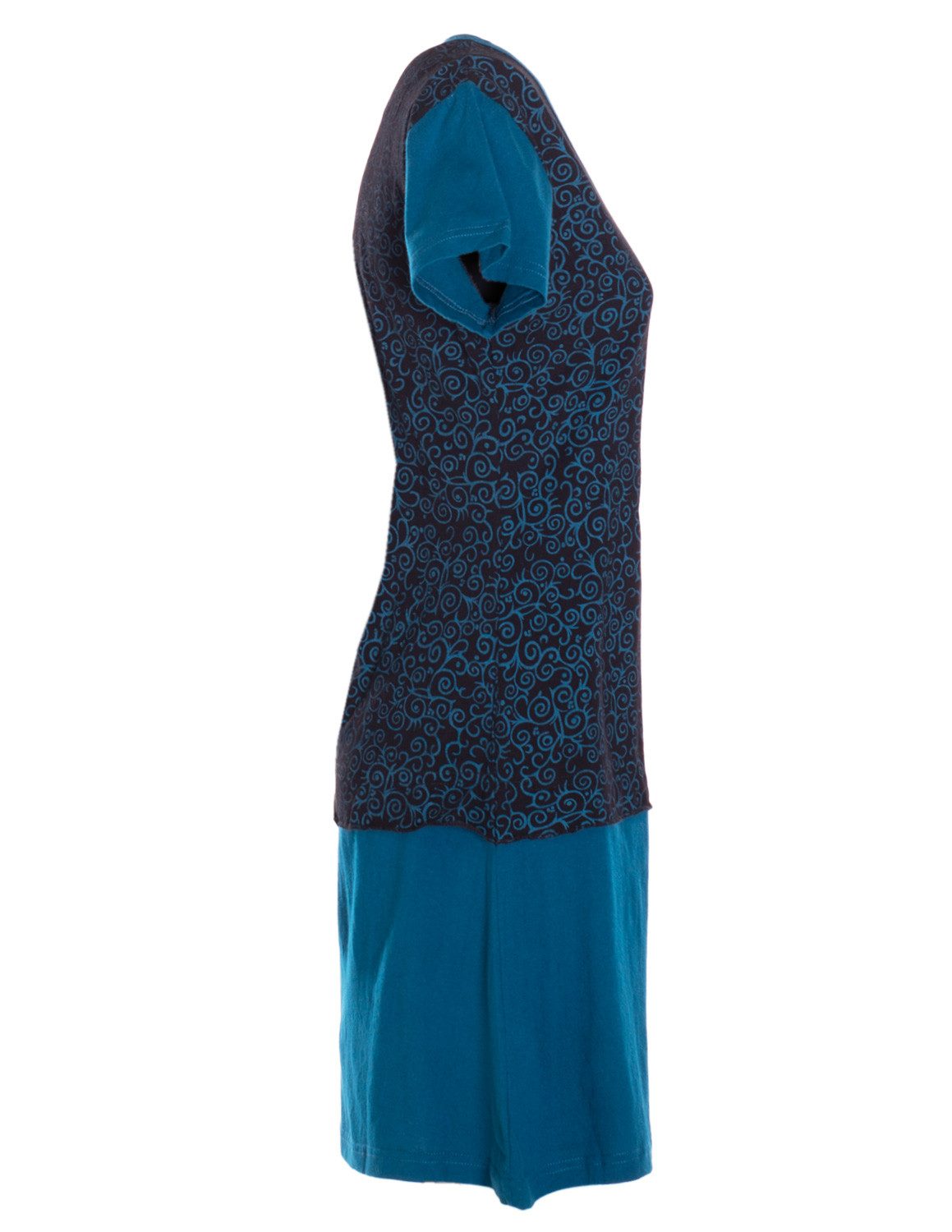 Vishes Jerseykleid Sommerkleid Damen Kurzarm Bedruckt Jersey Baumwolle A-Linie Alternative Mode, Boho, Hippie, Ethno, Festival