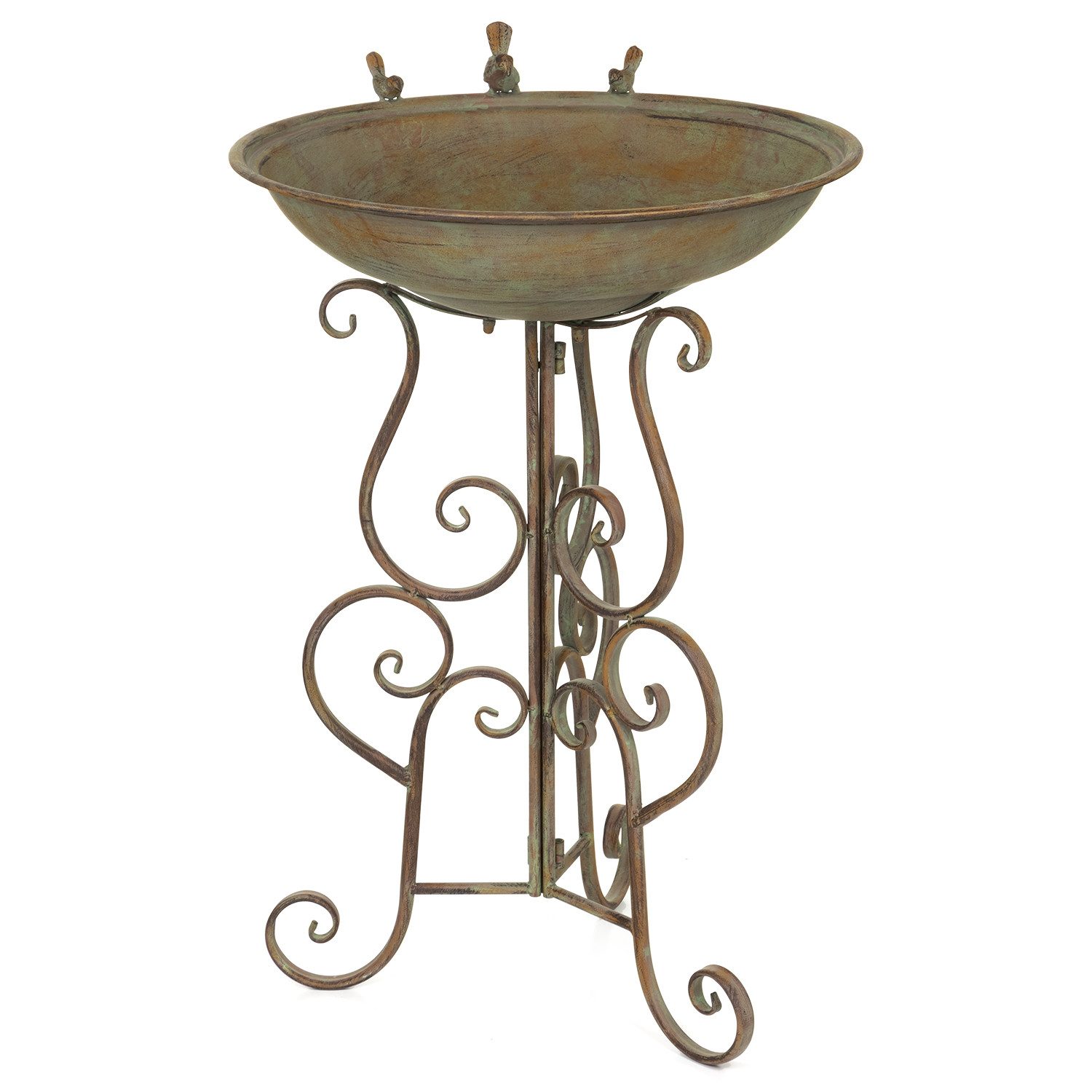 Moritz Vogeltränke Vogeltränke Grün-Braun 78 cm Standfuß Nostalgisches Design, Standfuß Dekoration Terrasse wetterfest nostalgisch Vögel trinken