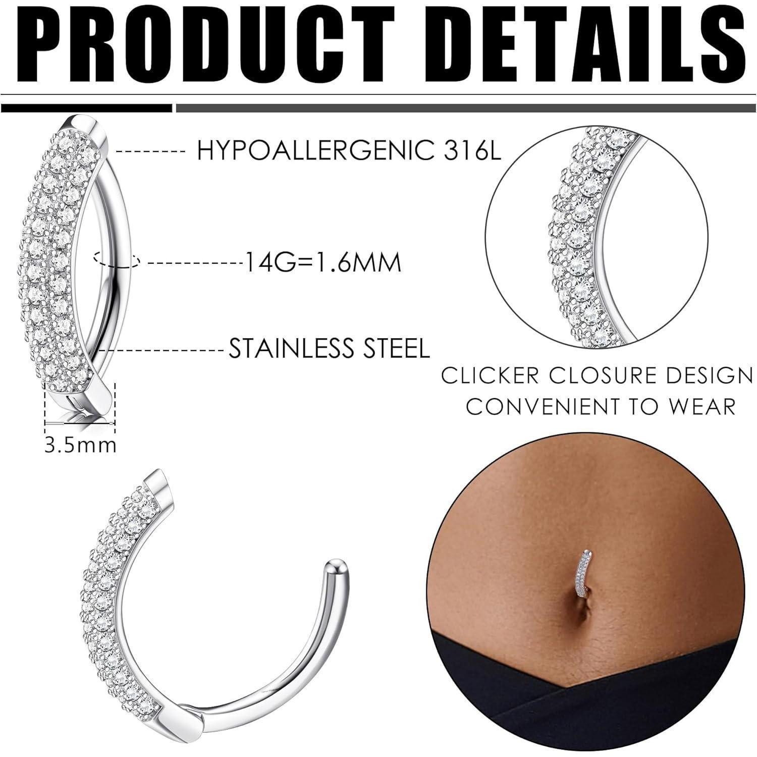 LuxusKollektion Bauchnabelpiercing Bauchnabelpiercing Clicker Ringe 14G Ede günstig online kaufen