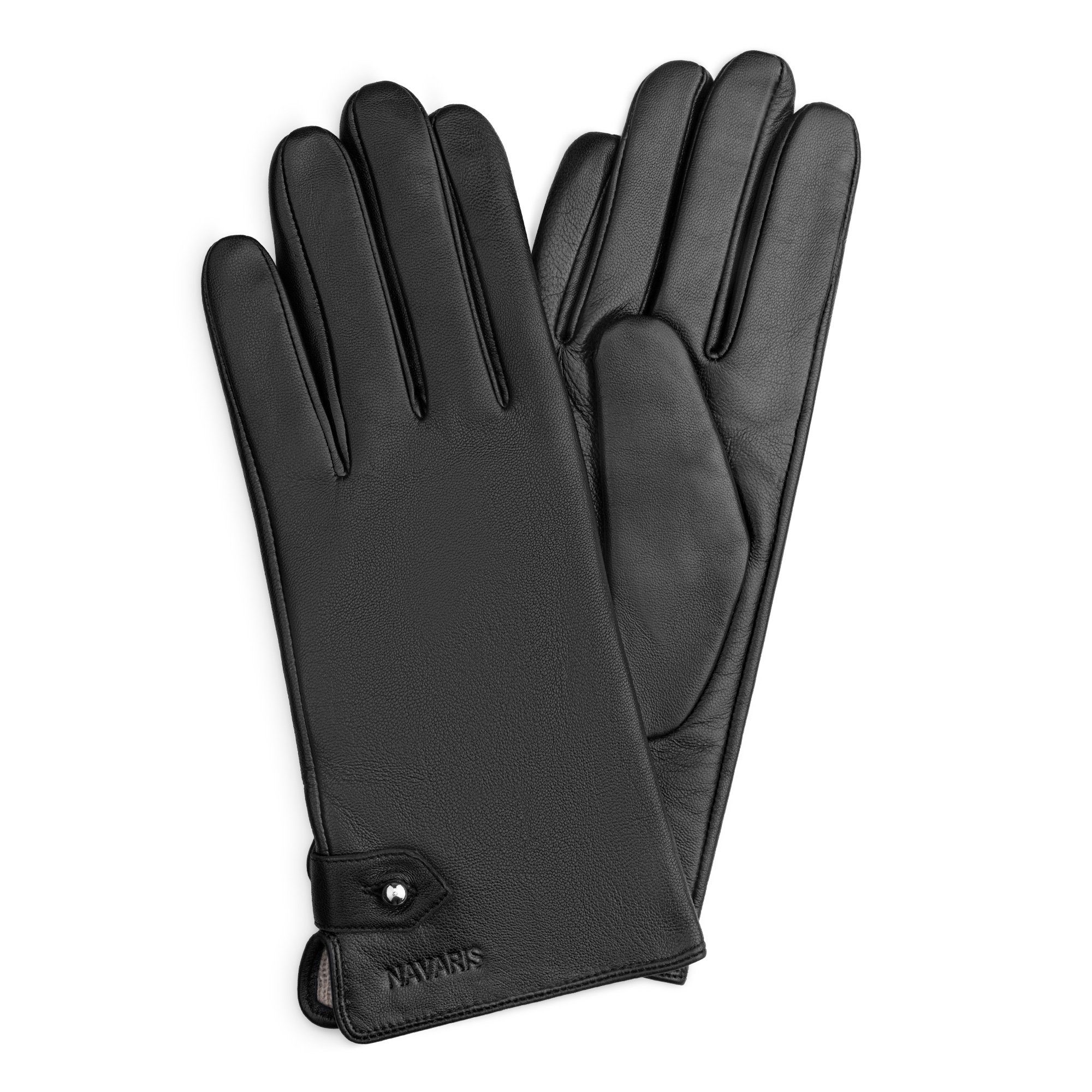 Navaris Lederhandschuhe Damen Nappa Handschuhe Touchscreen - Lammleder Kaschmir Mix Futter