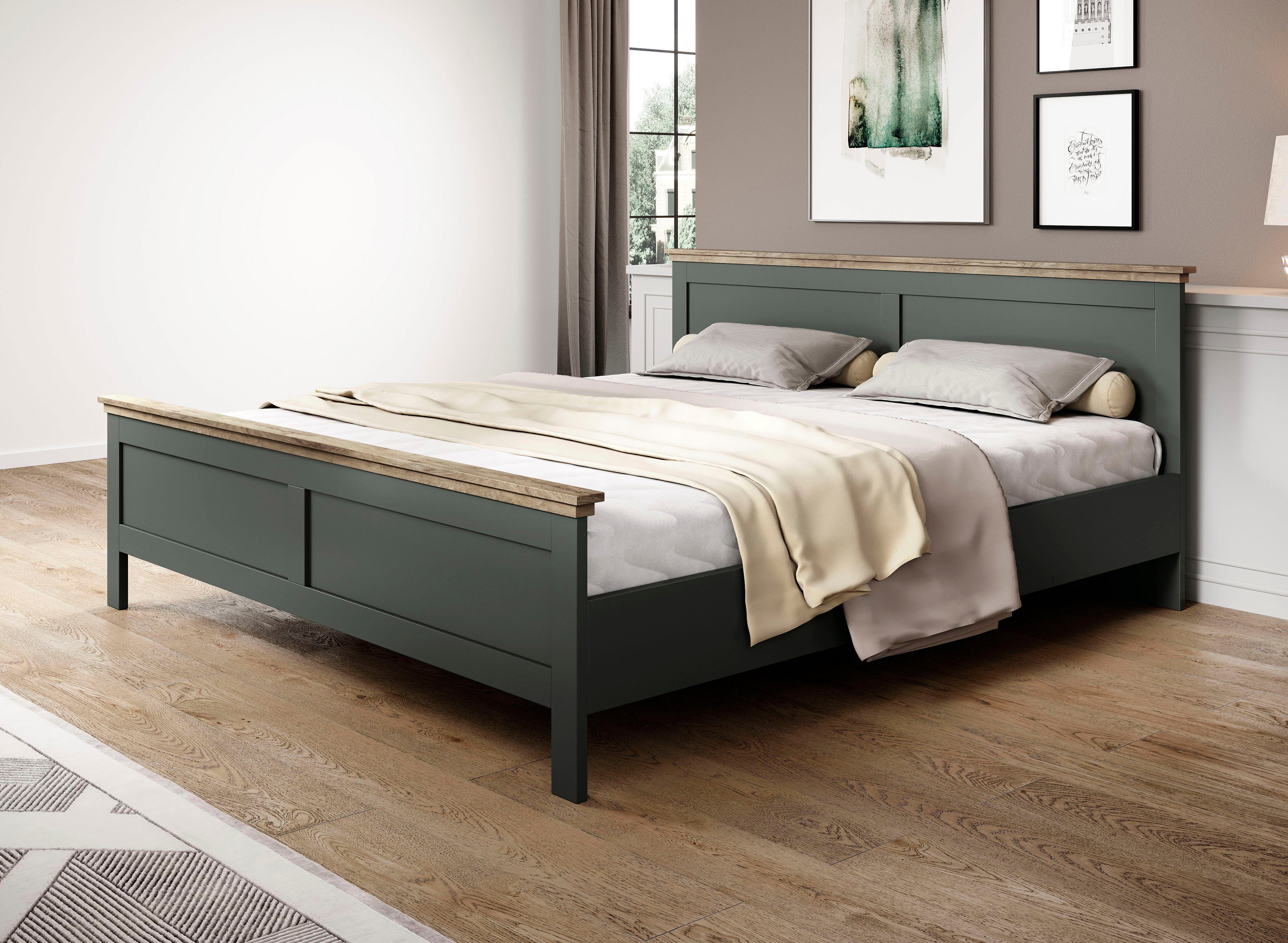Home affaire Bettgestell Evora, Landhausstil, Doppelbett, in 3 Größen erhältlich, aus FSC®-zertifiziertem Holzwerkstoff