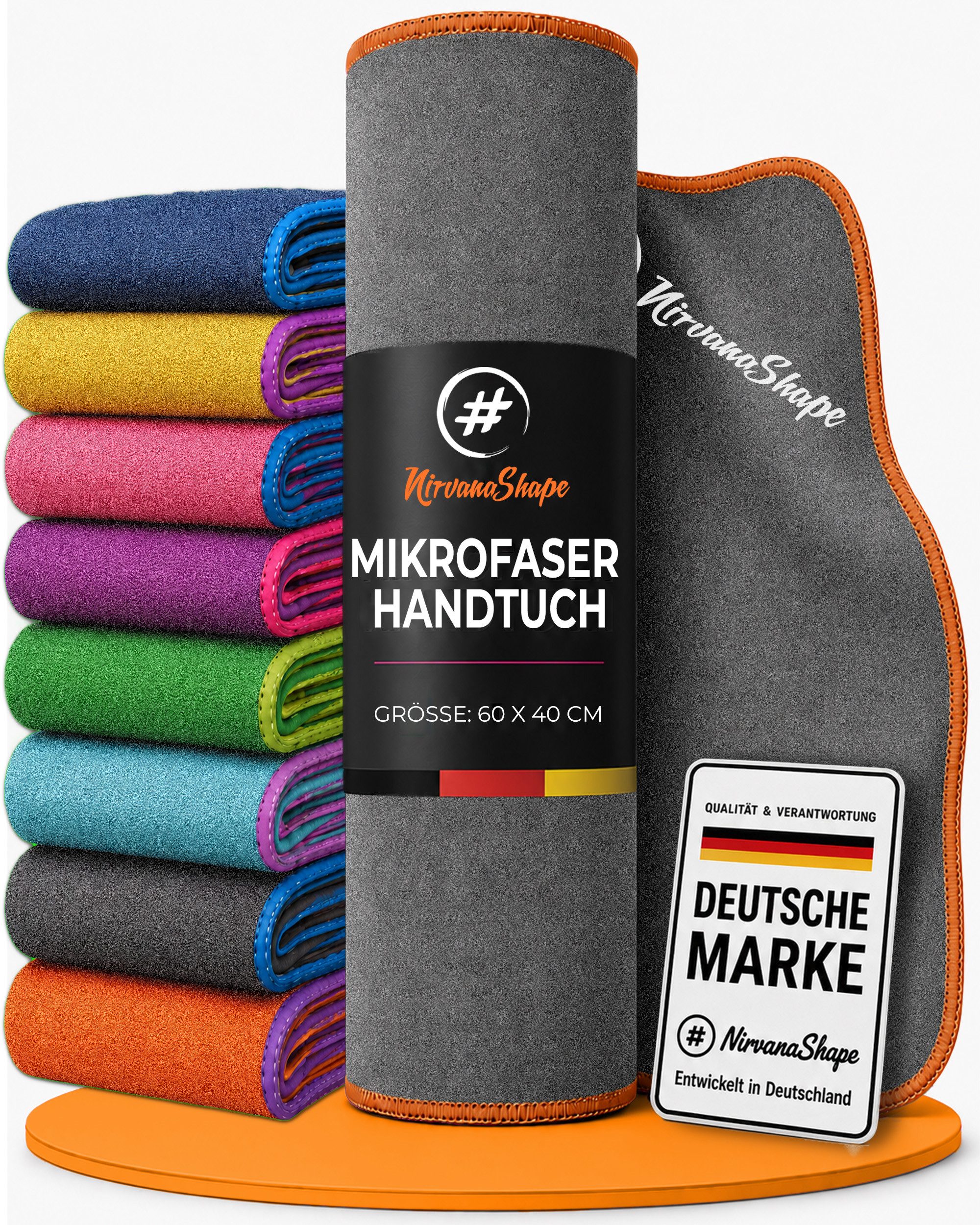 NirvanaShape Reisehandtuch Mikrofaser Handtücher [2er SET] Badehandtuch Reisehandtuch Strandtuch, Ecktasche mit Reißverschluss, saugfähig, leicht, schnelltrocknend