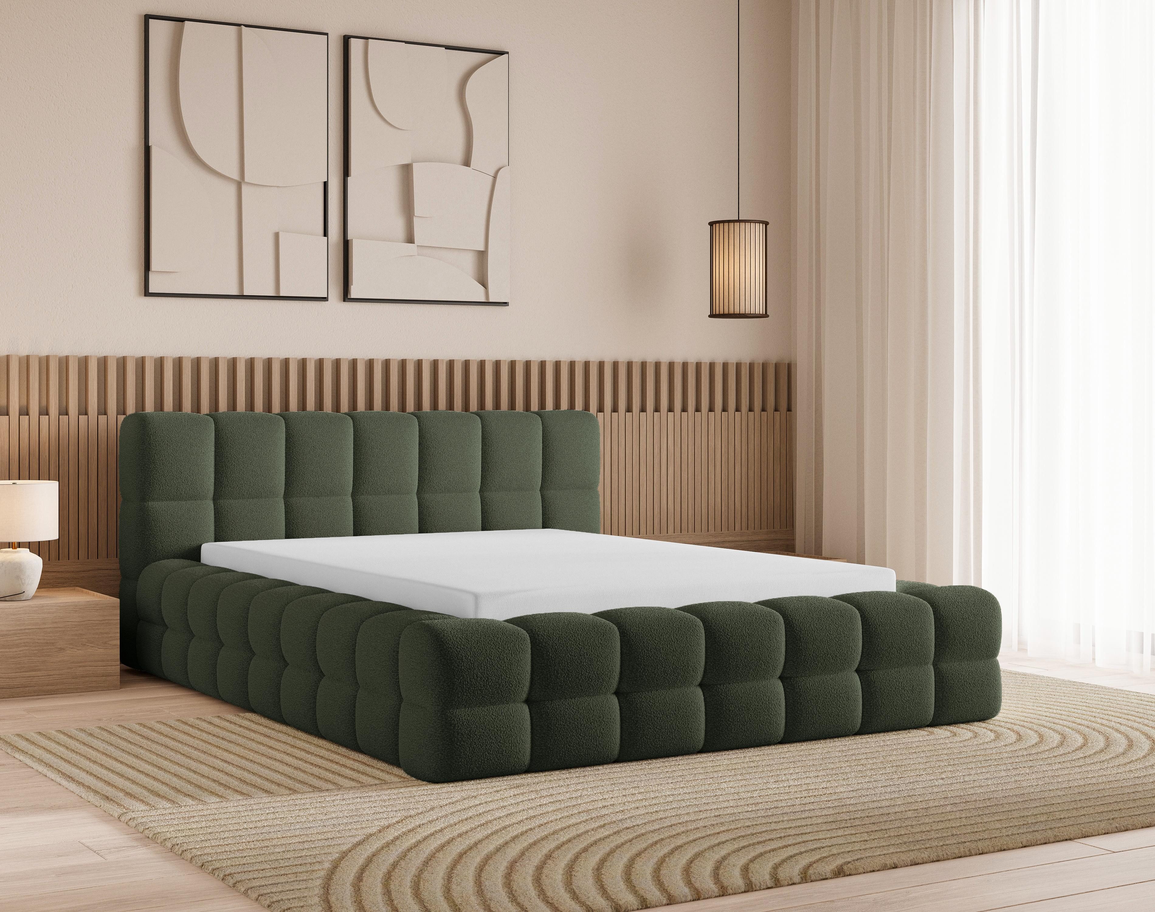 Chilly Möbel Polsterbett Bouclé Stoff mit Stauraum und Hubfunktion Holzrahmen (Boxbett ohne Matratze in vielen Farben, 140x200 160x200 180x200 200x200cm), gepolstertem Kopfteil Bettkasten modern