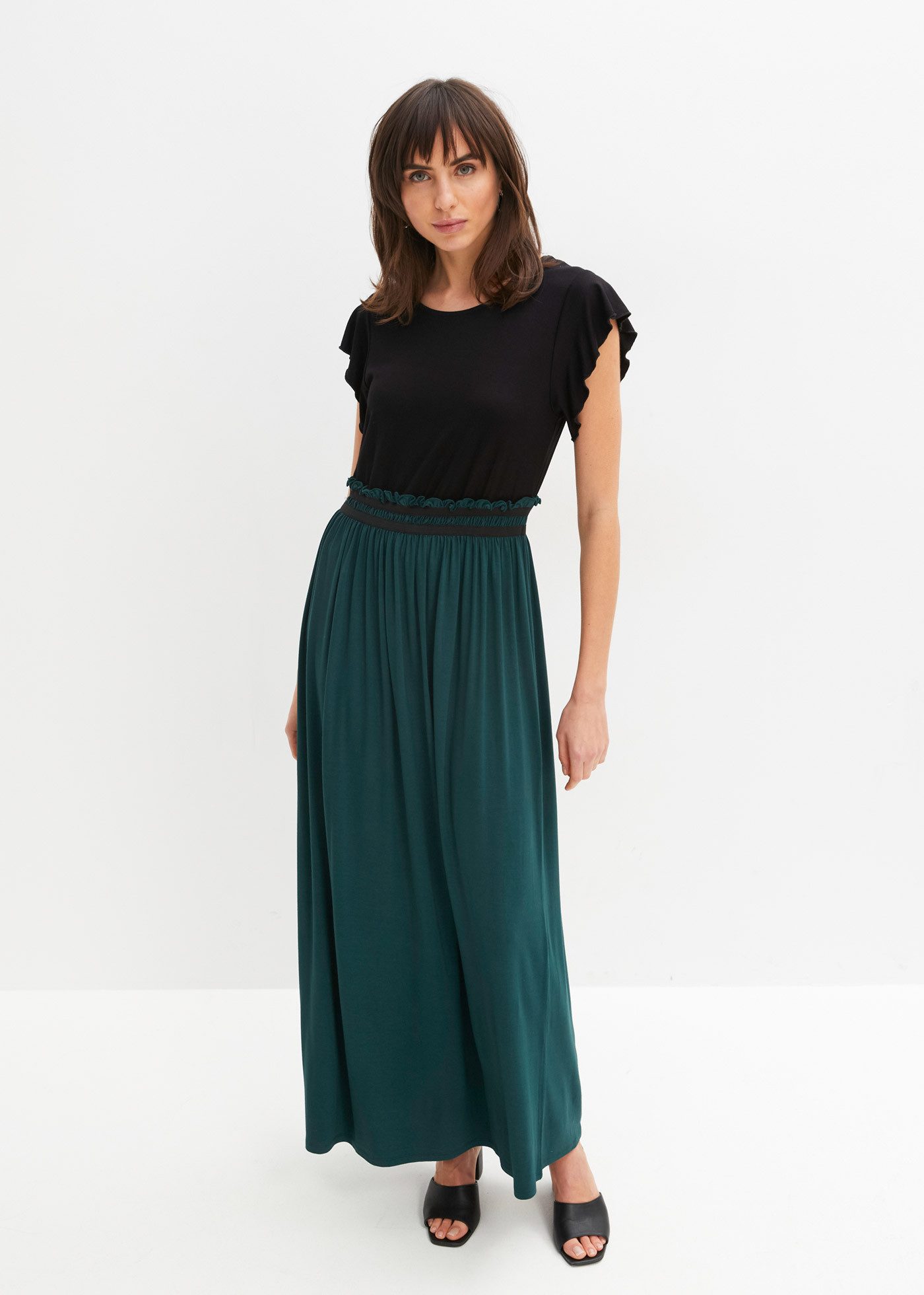 bonprix Jerseykleid (1-tlg) für Frühling und Sommer, aus Viskose und Elasthan, mit kurzem Arm