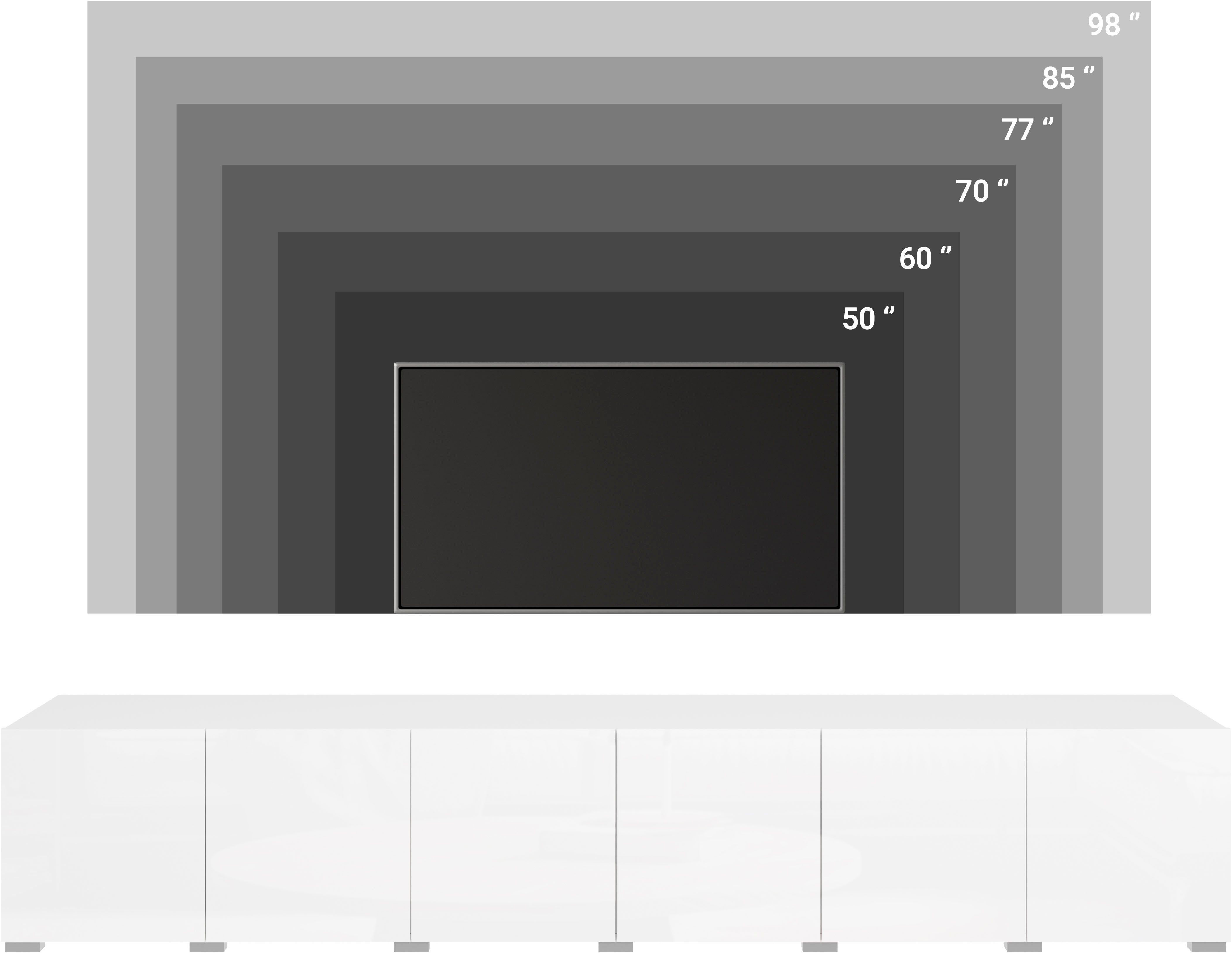OTTO home Lowboard Denver Erlebe die Weltmeisterschaft im XXL-Format (1 St), Elegantes TV-Möbel 220 cm, speziell für bis zu 98-Zoll Fernseher – Bild 4 von 5