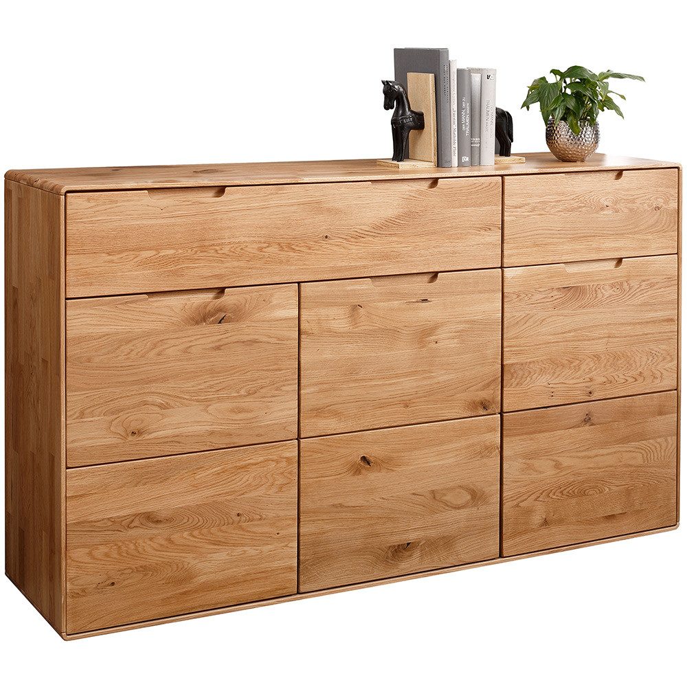 Lomadox Kommode KALAMANTA-69, Massivholz Sideboard Schrank Aufbewahrungsschrank modern in Eiche